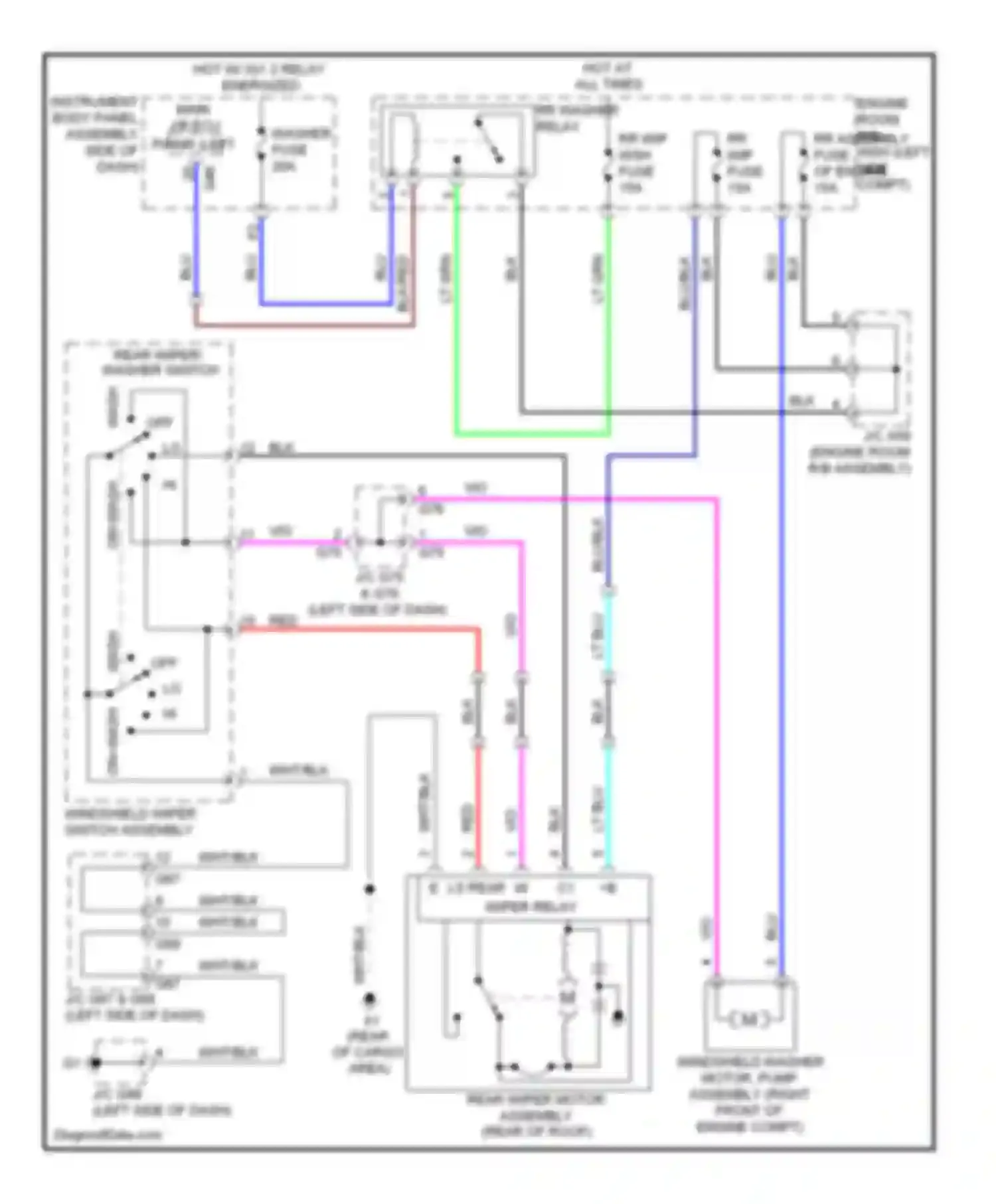 Wiring diagram rear wiper/ washer switch for Lexus GX J150 (2009-2013) (1 of 1)