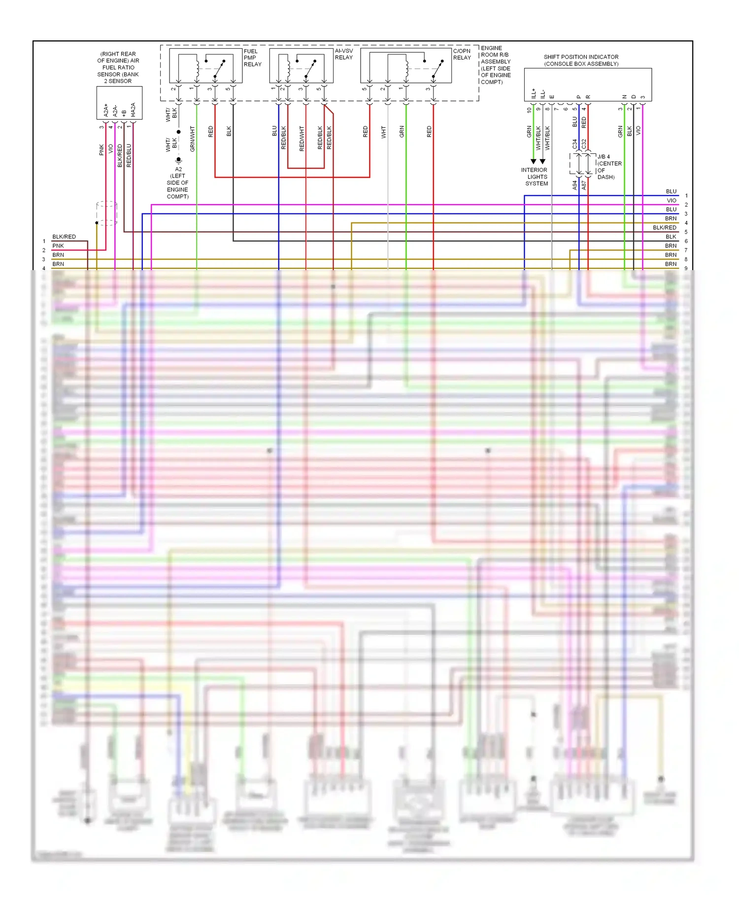 Lexus GX J150 (2009-2013) shift position indicator (console box assembly) wiring diagram  (4 of 4)