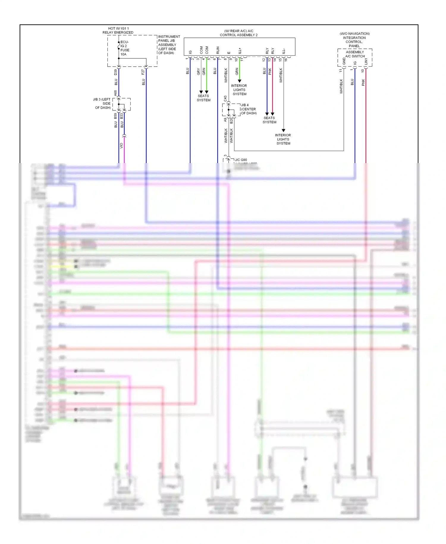 Lexus GX J150 (2009-2013) (w/o navigation) integration control, panel assembly a/c switch wiring diagram  (1 of 1)