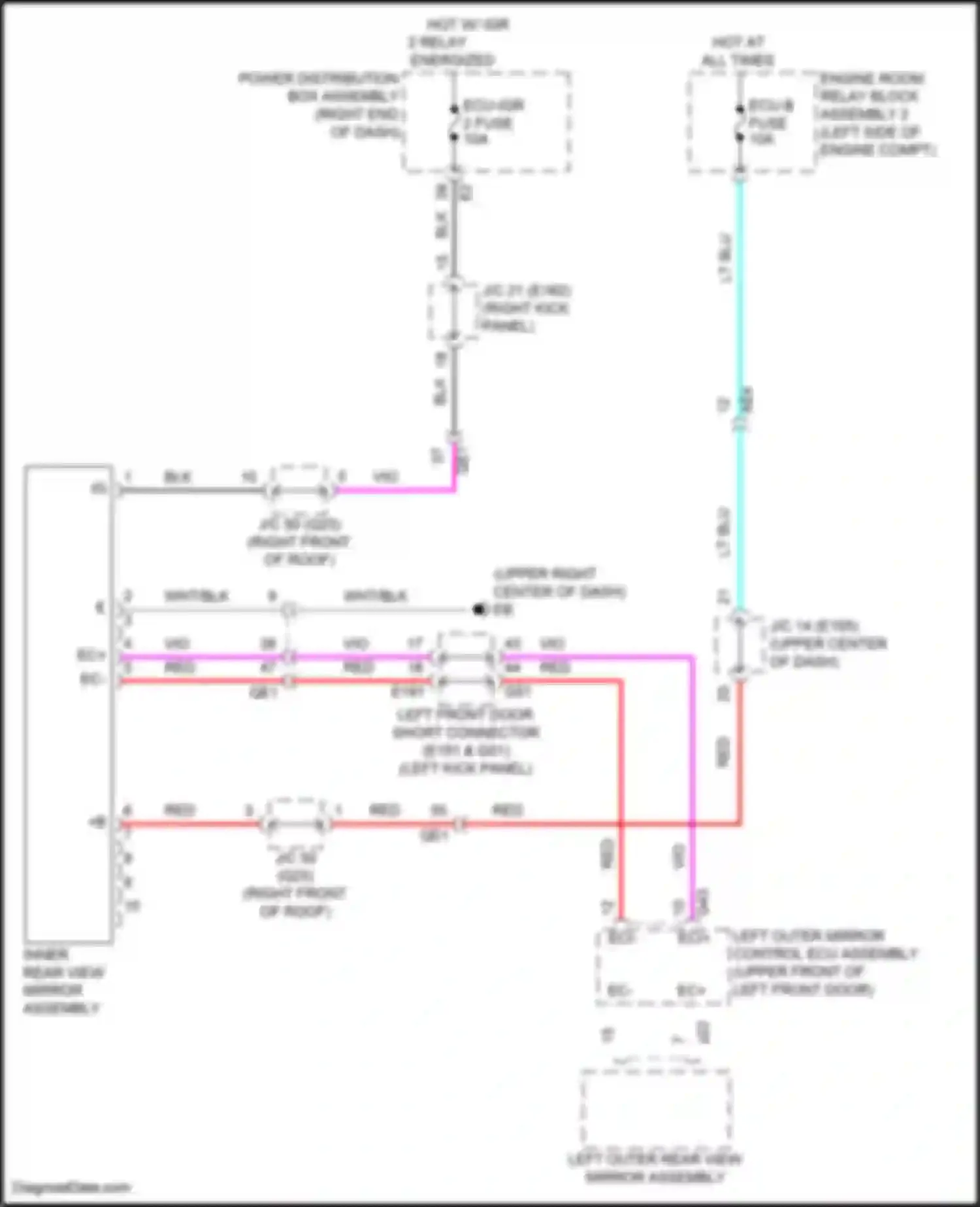 GX Lexus J310 (2023-2024): Electrochromic mirror circuit, w/o digital rear view mirror