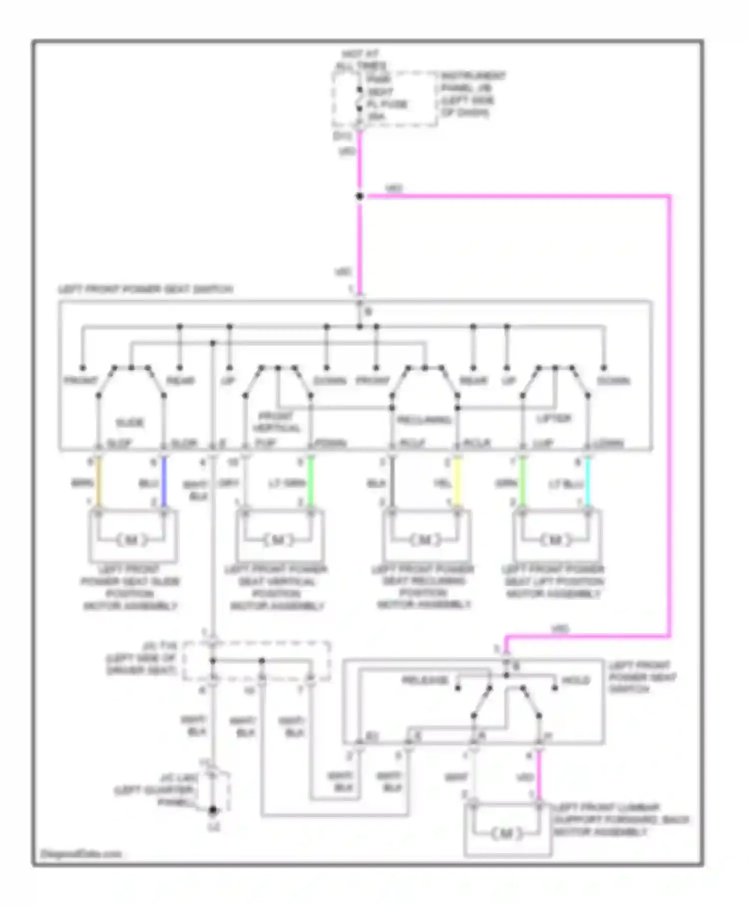 HS Lexus I (2009-2012): Driver power seat circuit
