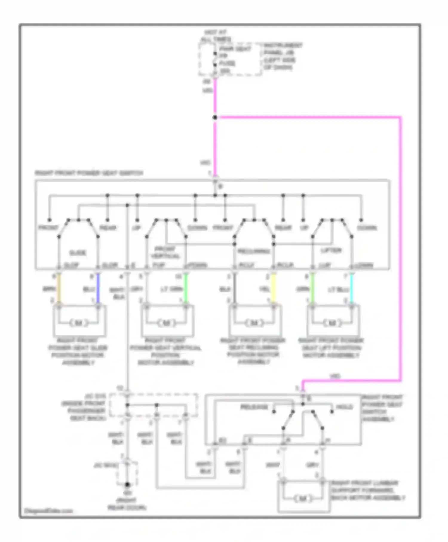HS Lexus I (2009-2012): Passenger power seat circuit