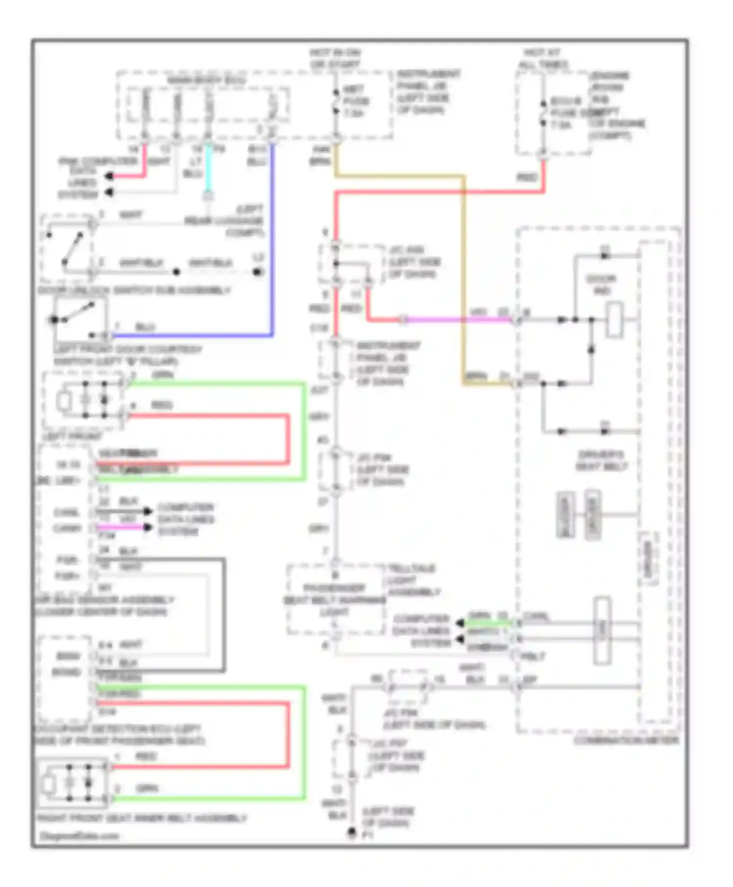 HS Lexus I (2009-2012): Seat belt warning circuit