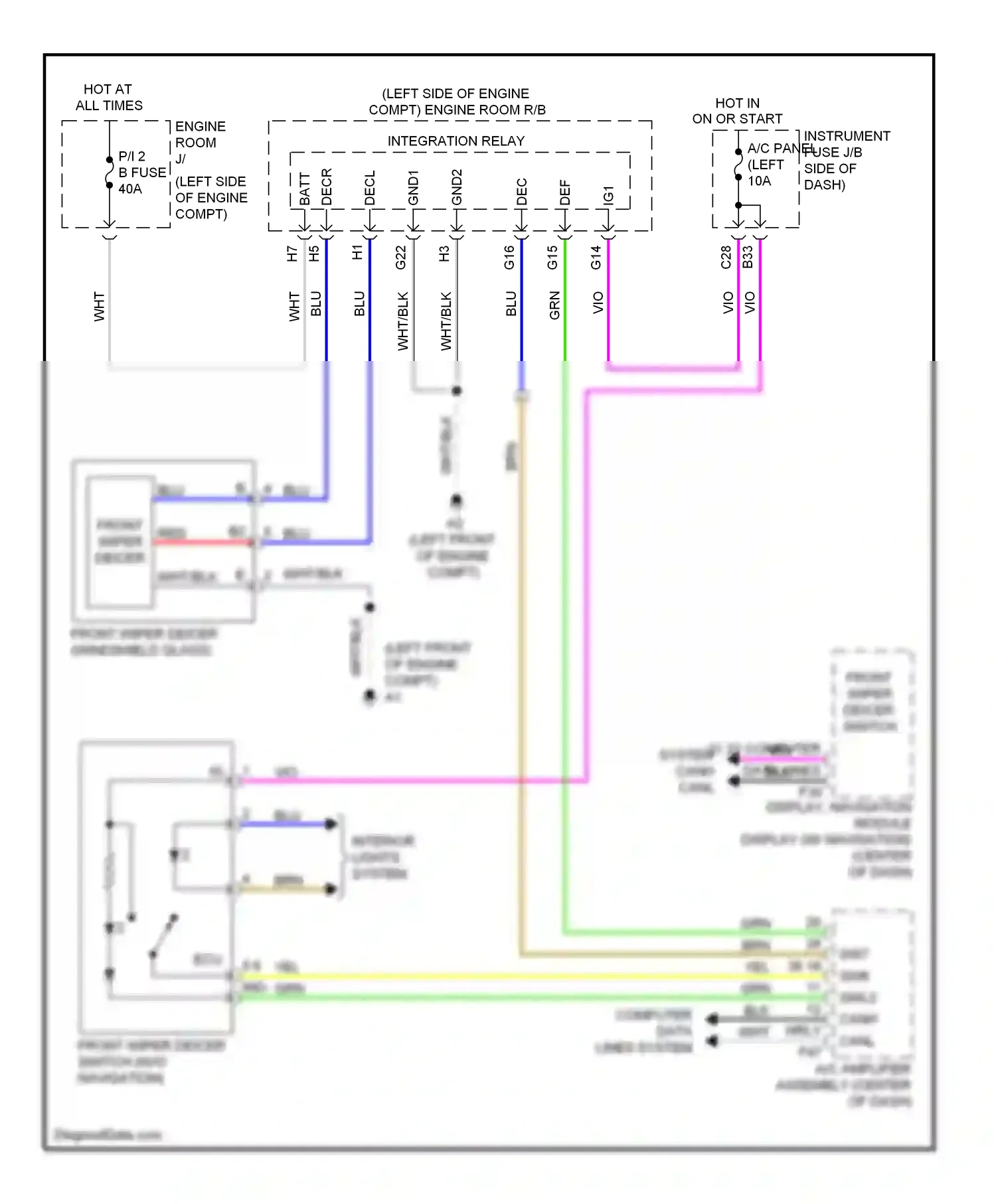 Lexus HS I (2009-2012) display, navigation module display (w/ navigation) (center of dash) wiring diagram  (2 of 2)
