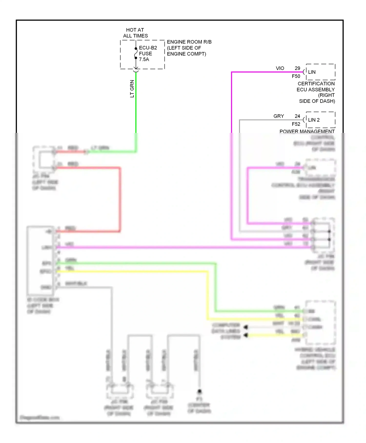 Lexus HS I (2009-2012) id code box (left side of dash) wiring diagram  (1 of 1)