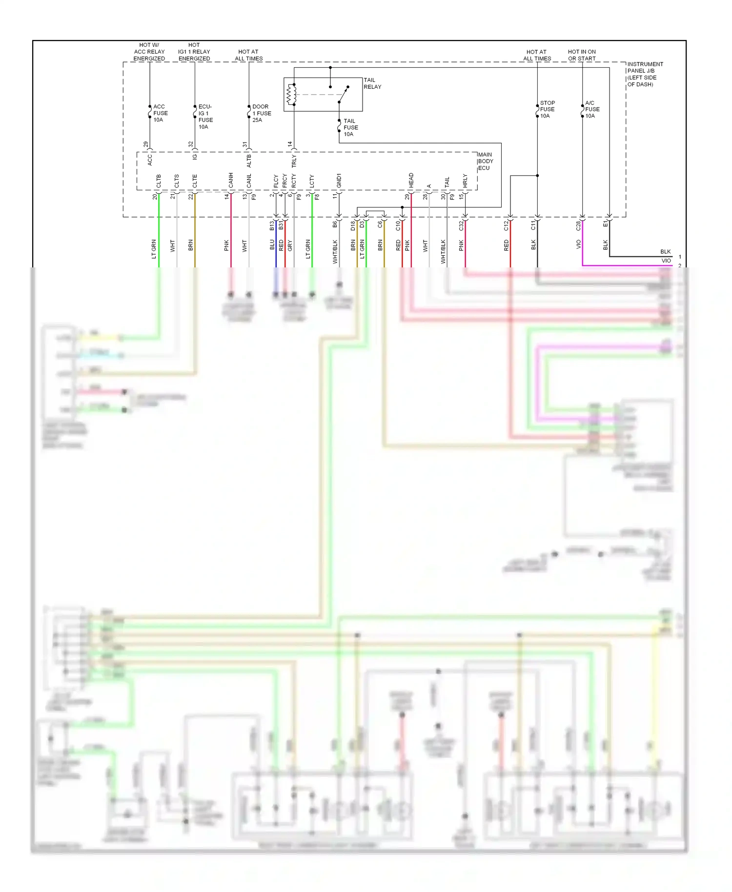 Lexus HS I (2009-2012) left quarter panel) wiring diagram  (7 of 12)