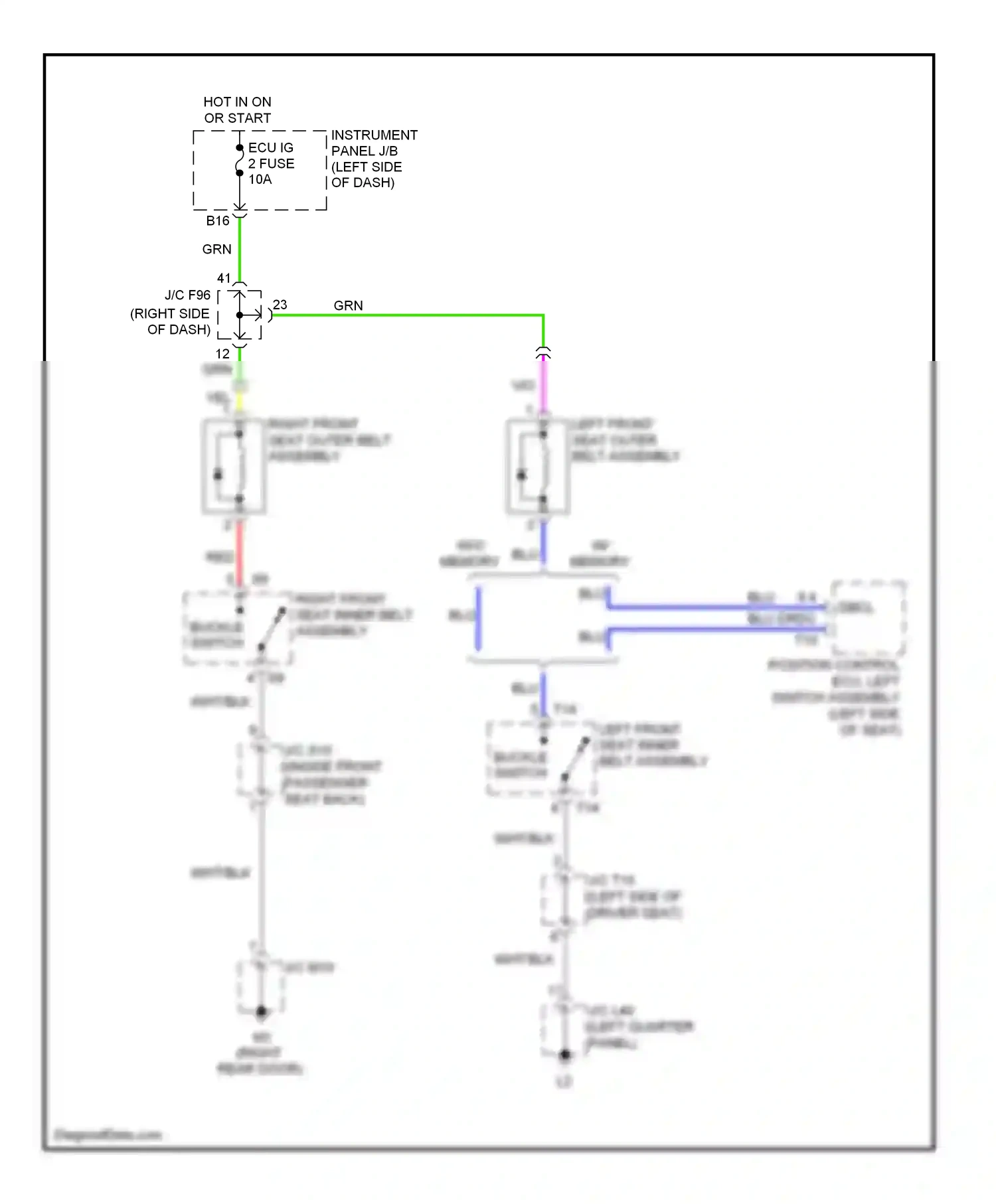 Lexus HS I (2009-2012) position control ecu, left switch assembly (left side of seat) wiring diagram  (1 of 1)