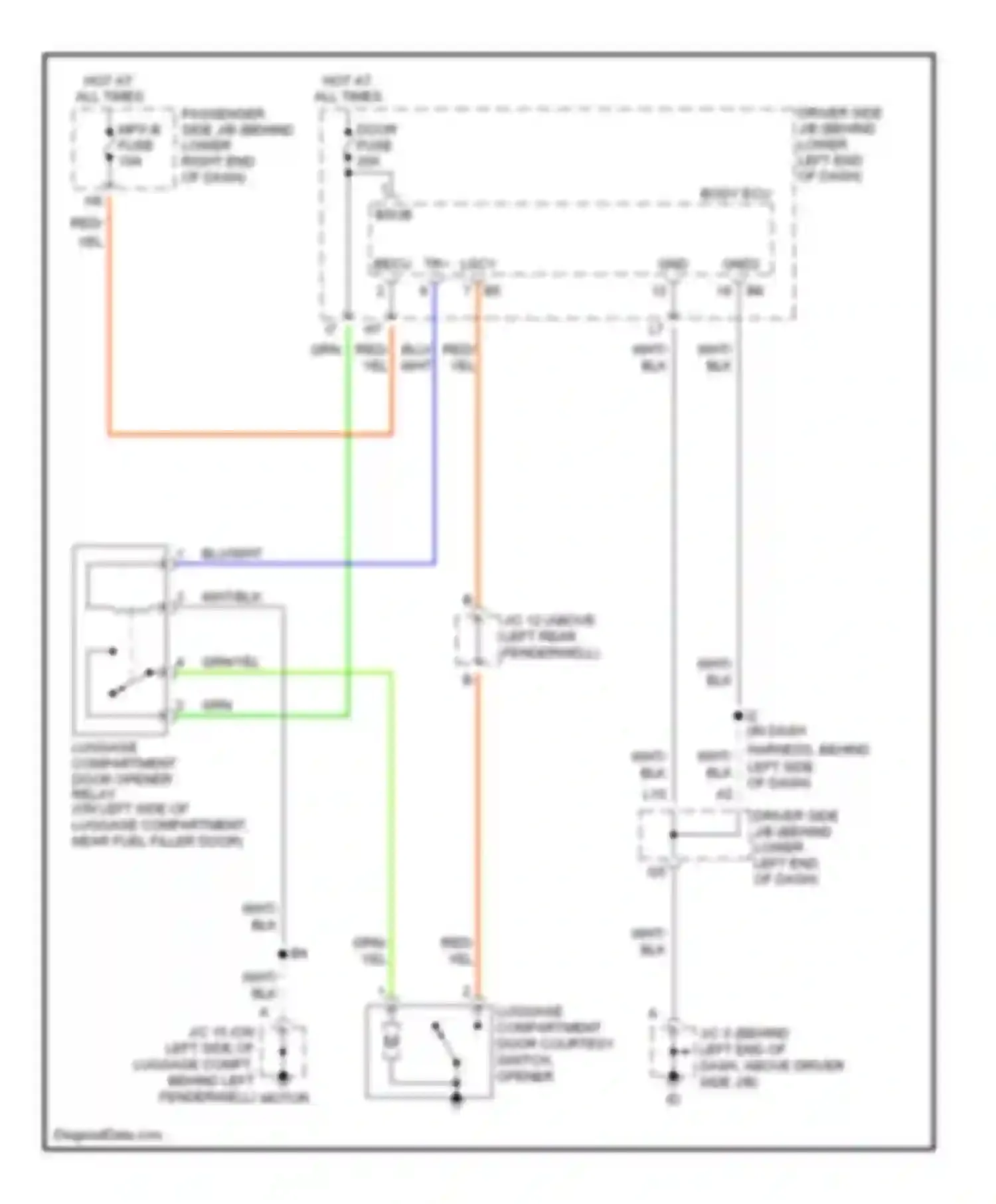 IS Lexus I (1999-2005): Trunk release circuit, sedan