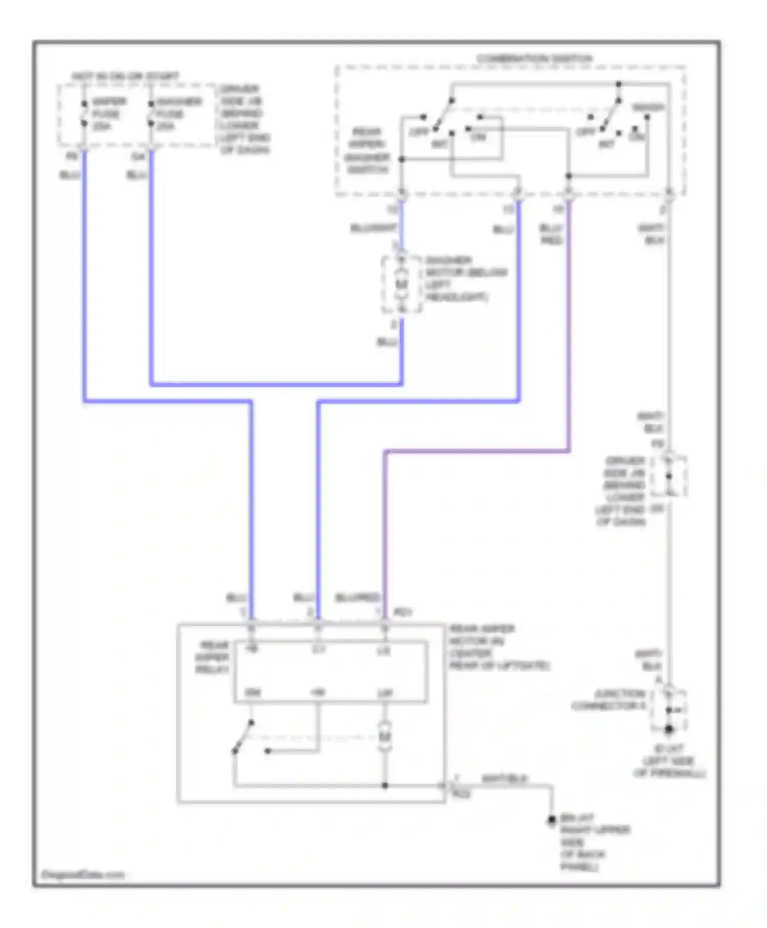 IS Lexus I (1999-2005): Rear wiper/washer circuit