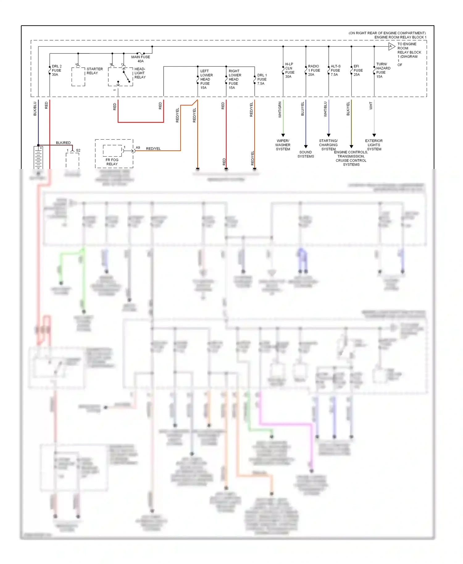 Wiring diagram cooling fans system for Lexus IS I (1999-2005) (1 of 2)