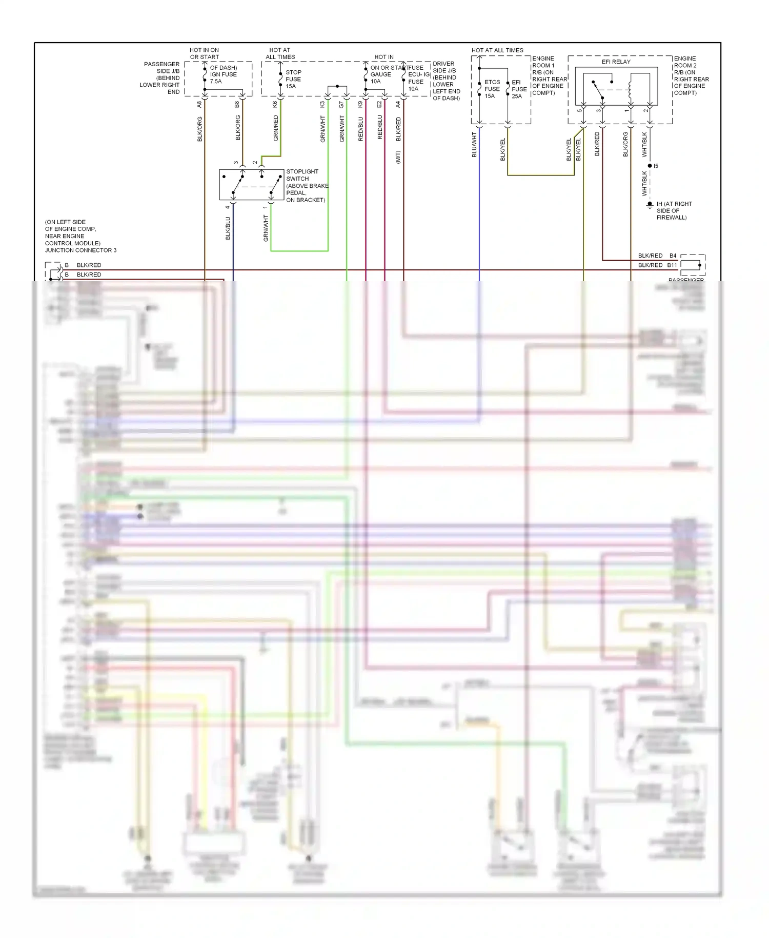 Lexus IS I (1999-2005) engine control module (on left front of engine compt, in protective case) wiring diagram  (7 of 10)