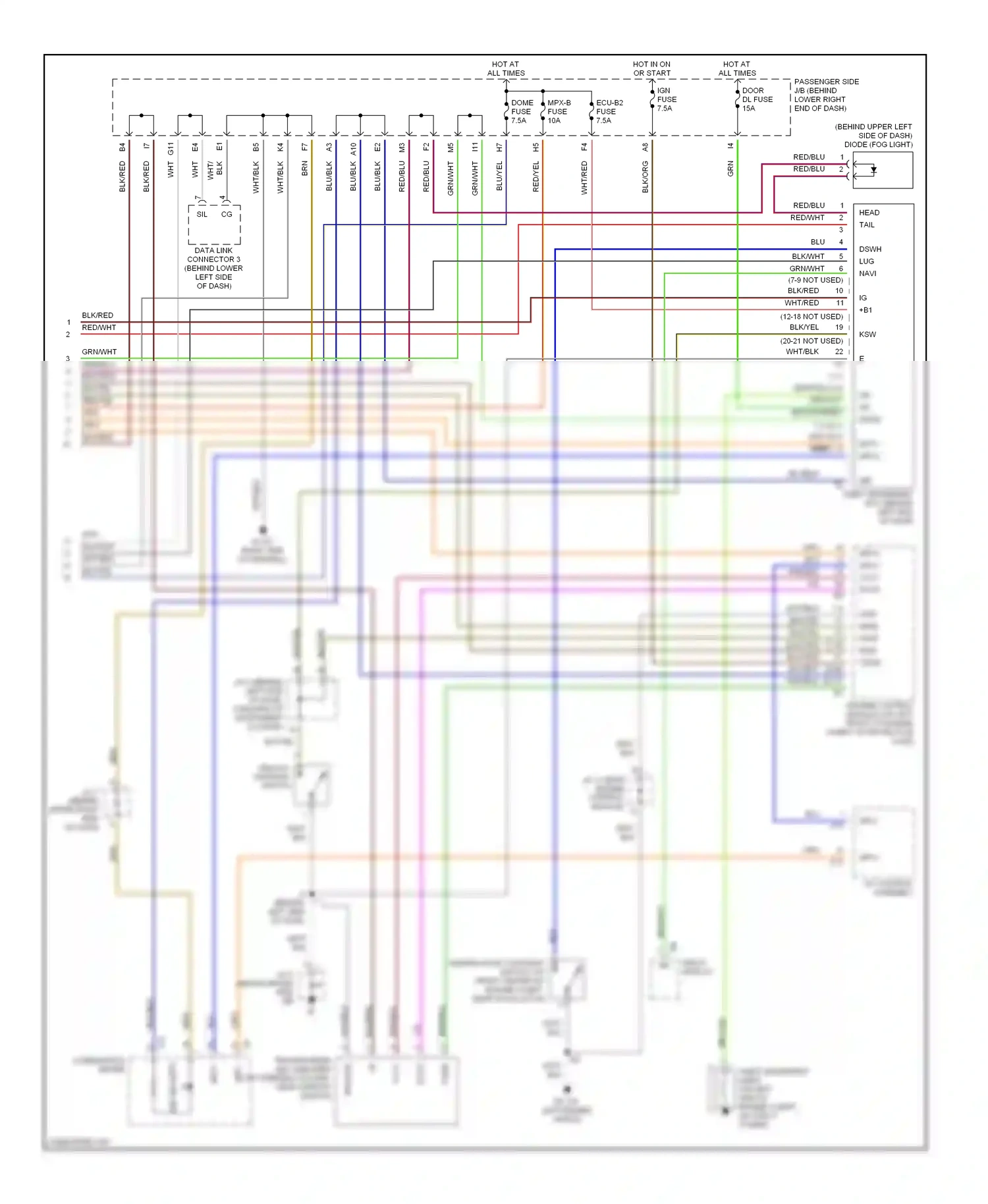 Lexus IS I (1999-2005) engine control module (on left front of engine compt, in protective case) wiring diagram  (3 of 10)