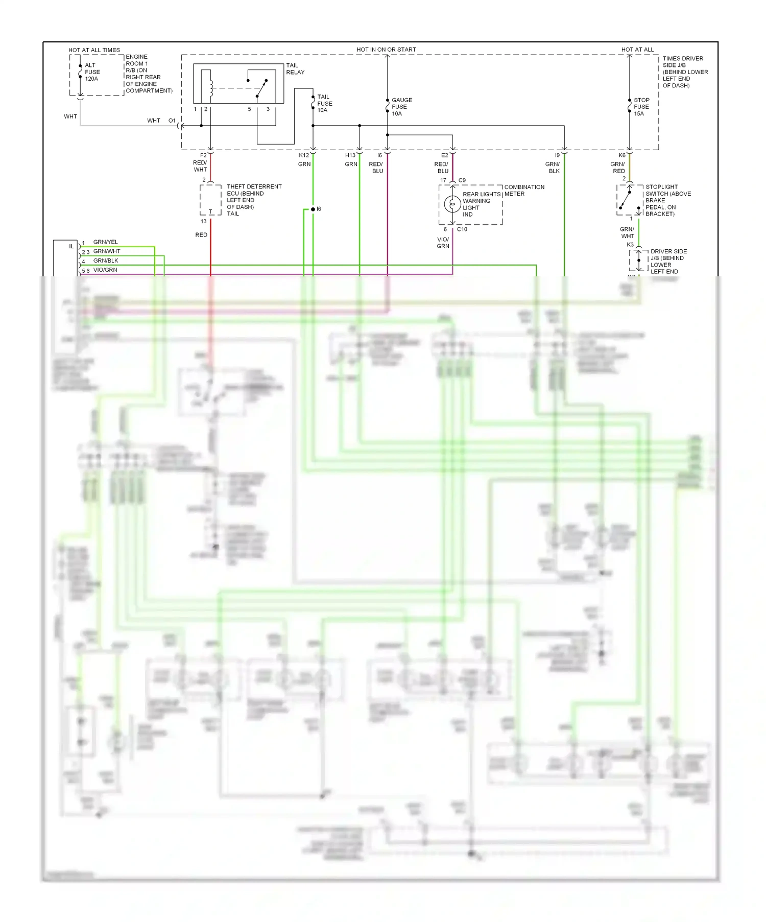 Lexus IS I (1999-2005) light control switch auto head (combination switch) off tail wiring diagram  (1 of 2)