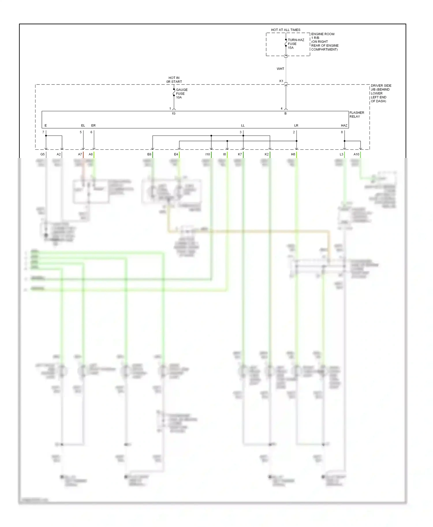 Wiring diagram right front parking light for Lexus IS I (1999-2005) (2 of 3)