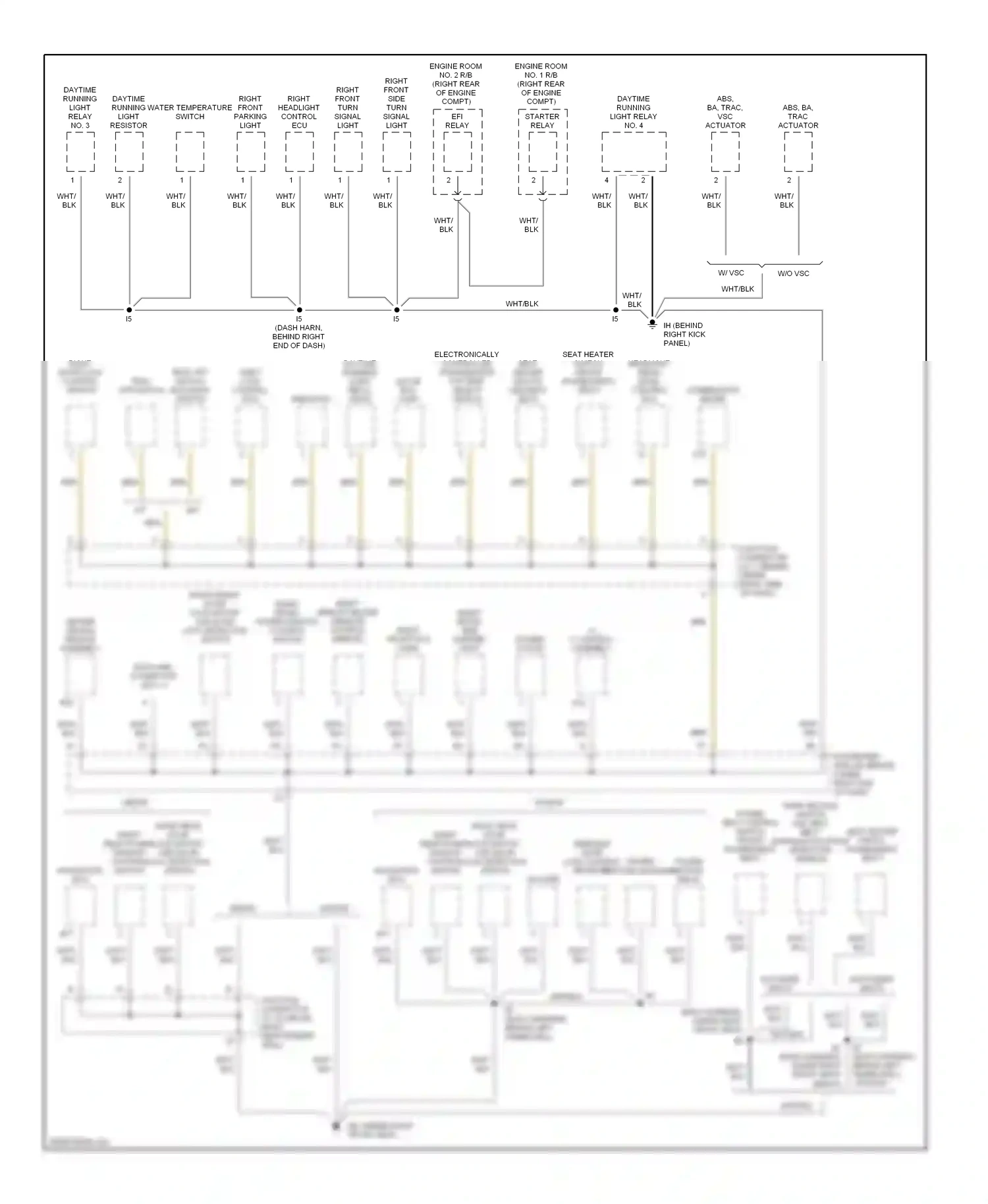Wiring diagram right front side marker light for Lexus IS I (1999-2005) (3 of 3)