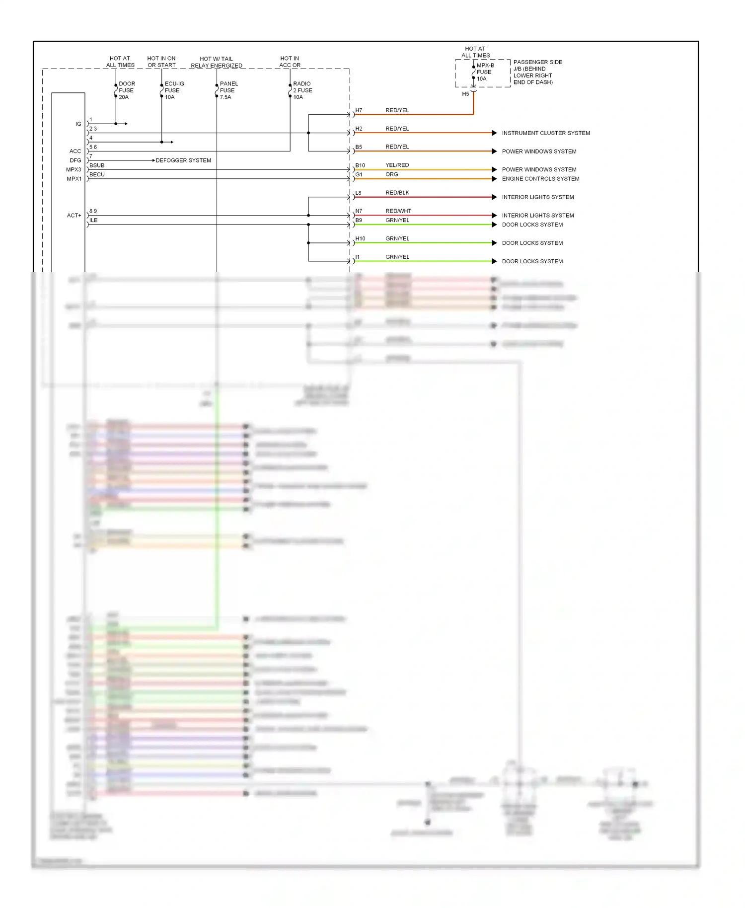 Wiring diagram trunk, tailgate, fuel doors system for Lexus IS I (1999-2005) (1 of 1)