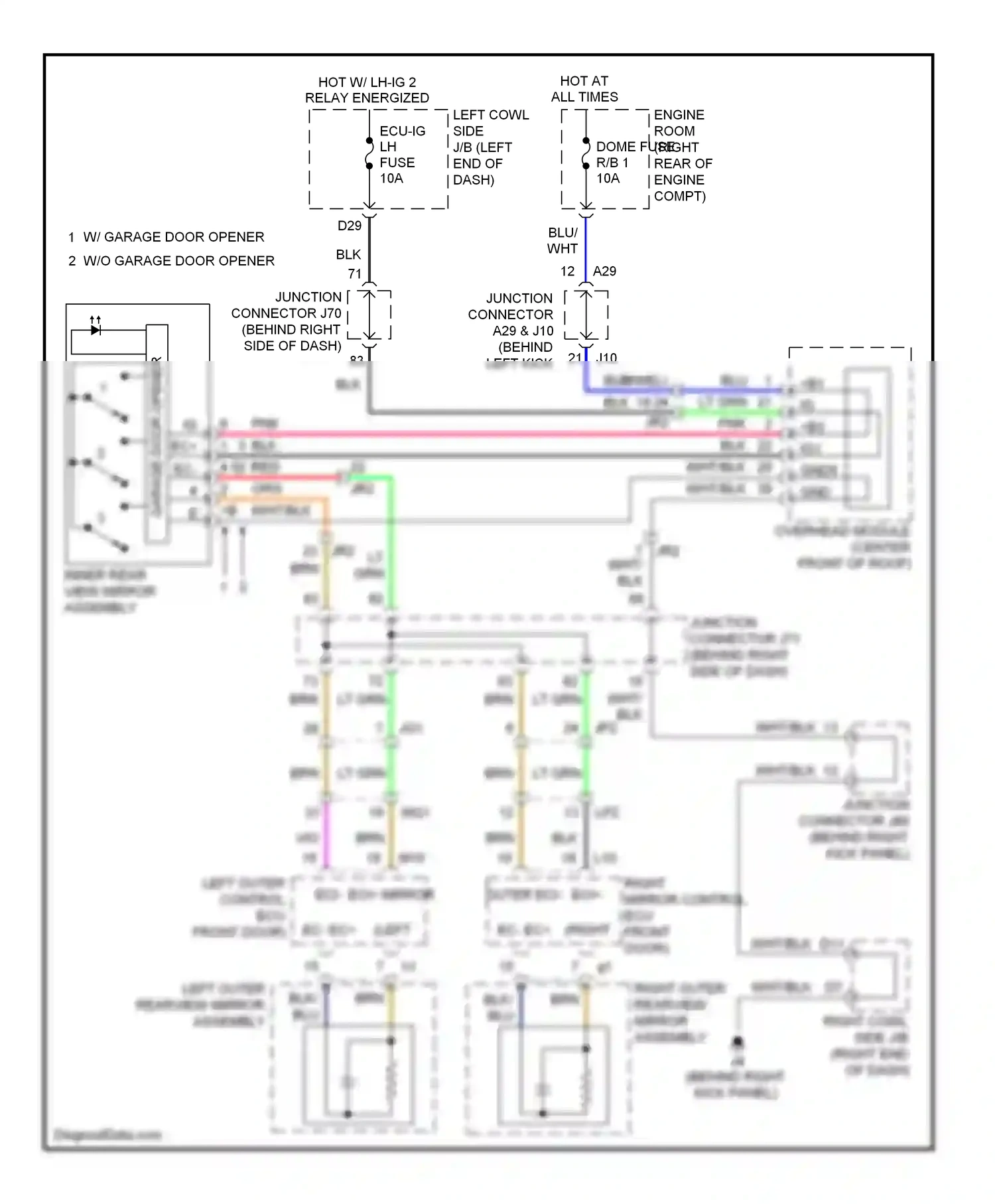 Wiring diagram inner rear view mirror assembly for Lexus IS II facelift 2 (2010-2016) (2 of 2)