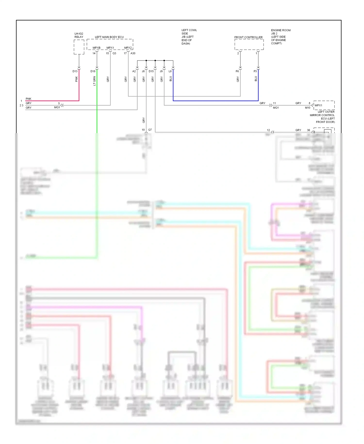 Lexus IS II facelift 2 (2010-2016) left front position control ecu, switch (below left side of driver's seat) wiring diagram  (2 of 2)