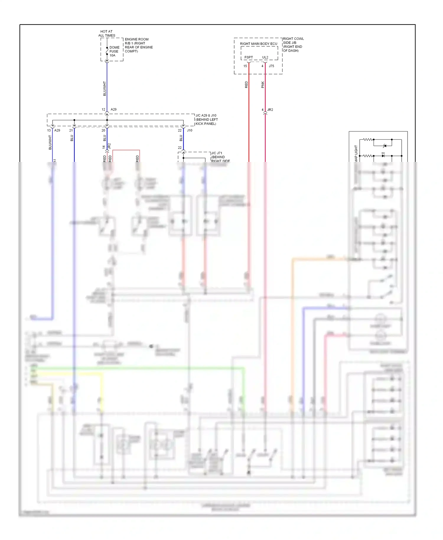 Wiring diagram left interior illumination light assembly 1 for Lexus IS II facelift 2 (2010-2016) (1 of 1)