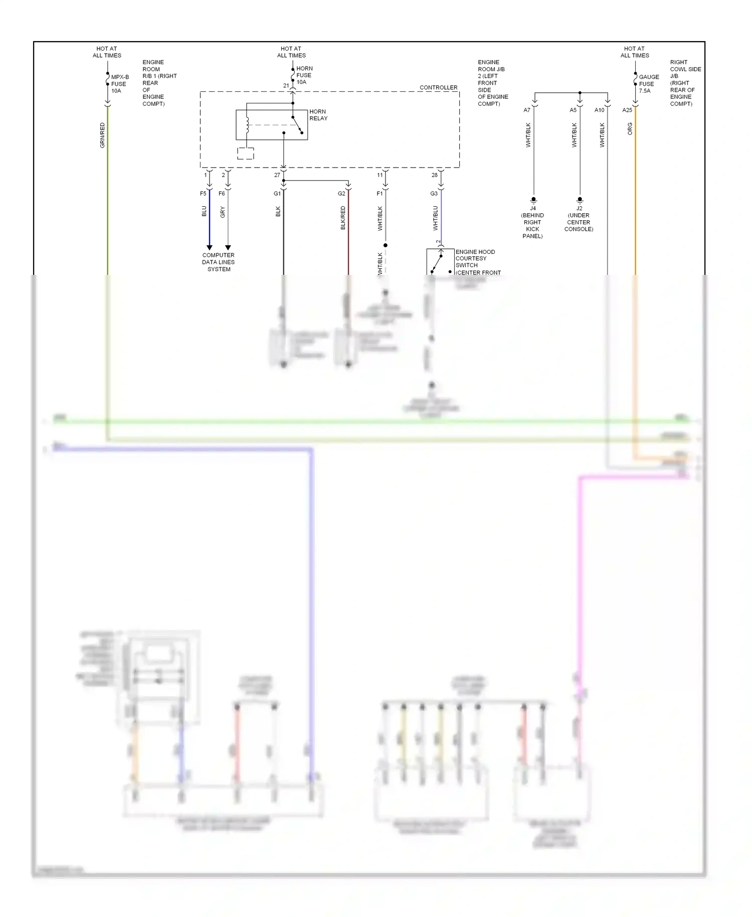 Wiring diagram right cowl side j/b (right for Lexus IS II facelift 2 (2010-2016) (3 of 7)