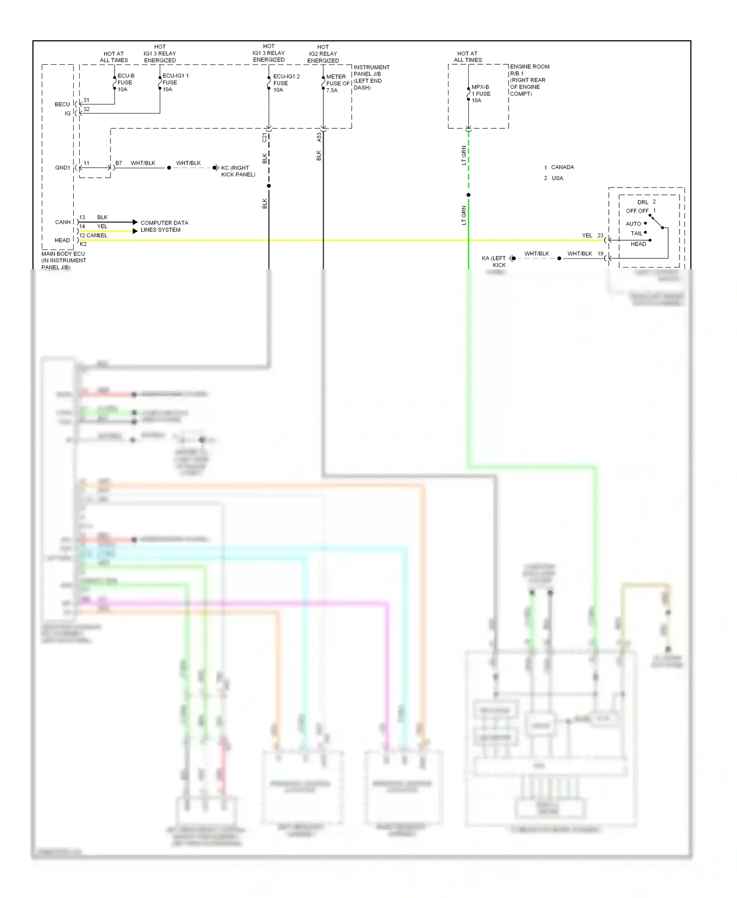 Wiring diagram right headlight assembly for Lexus IS II facelift 2 (2010-2016) (6 of 7)
