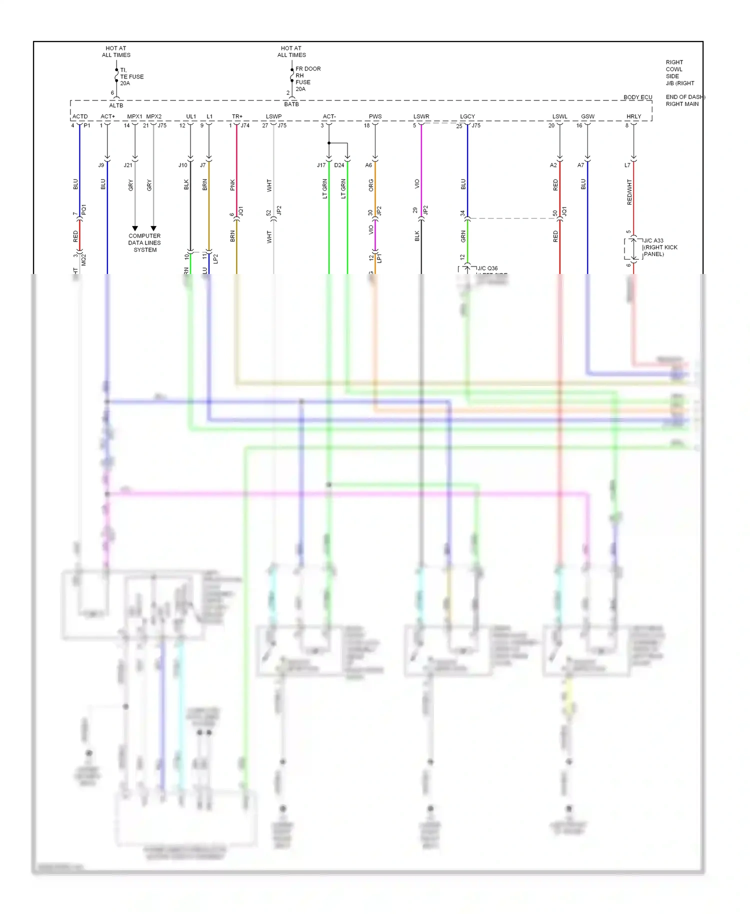 Wiring diagram unlock detection for Lexus IS II facelift 2 (2010-2016) (2 of 7)