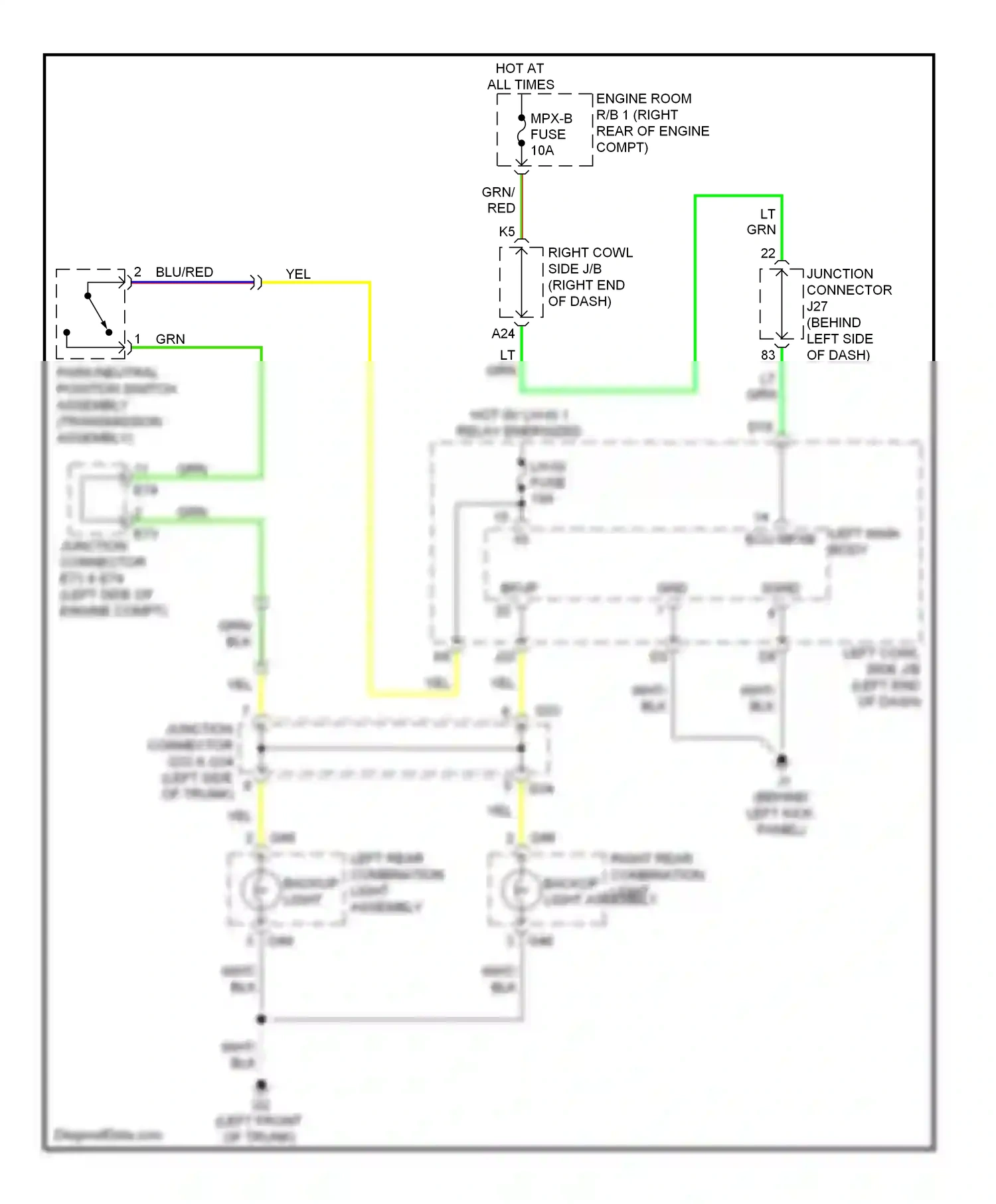 Wiring diagram left rear combination light assembly for Lexus IS II facelift (2008-2010) (1 of 3)