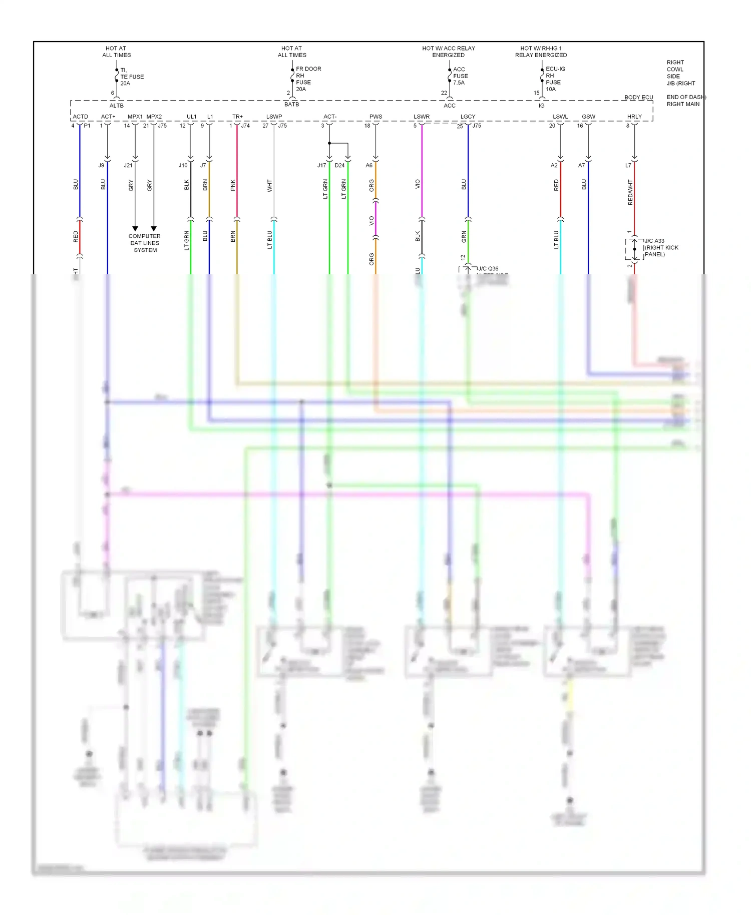 Wiring diagram lock key for Lexus IS II facelift (2008-2010) (2 of 4)
