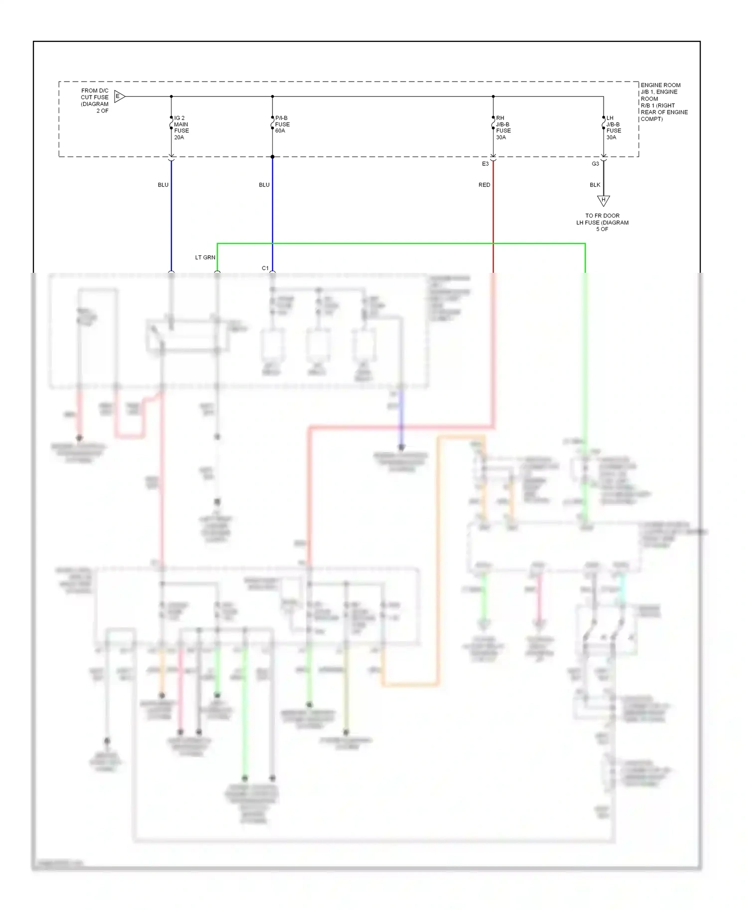 Wiring diagram mirrors, memory, power windows systems for Lexus IS II facelift (2008-2010) (1 of 1)