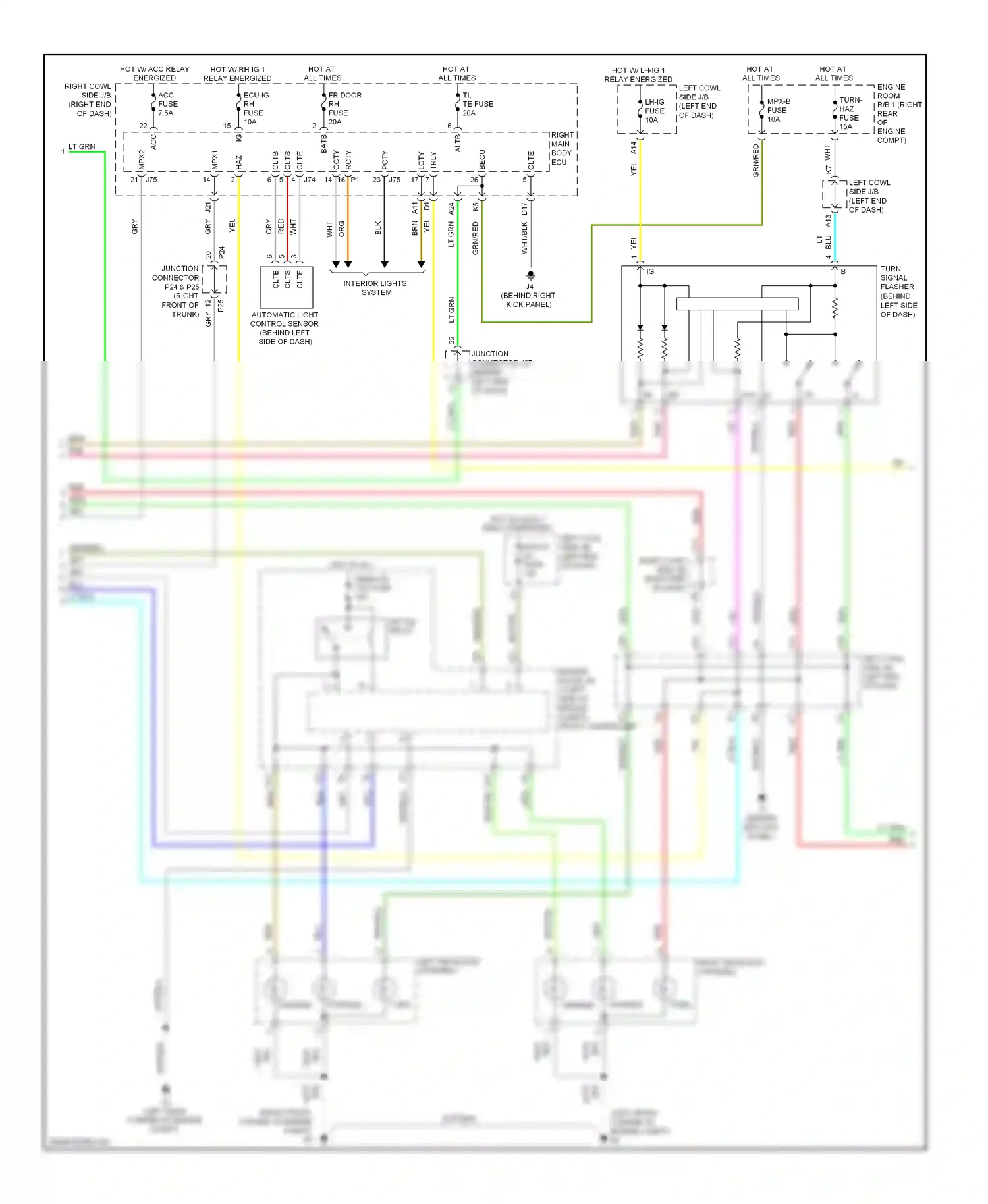 Wiring diagram right headlight assembly for Lexus IS II facelift (2008-2010) (2 of 4)