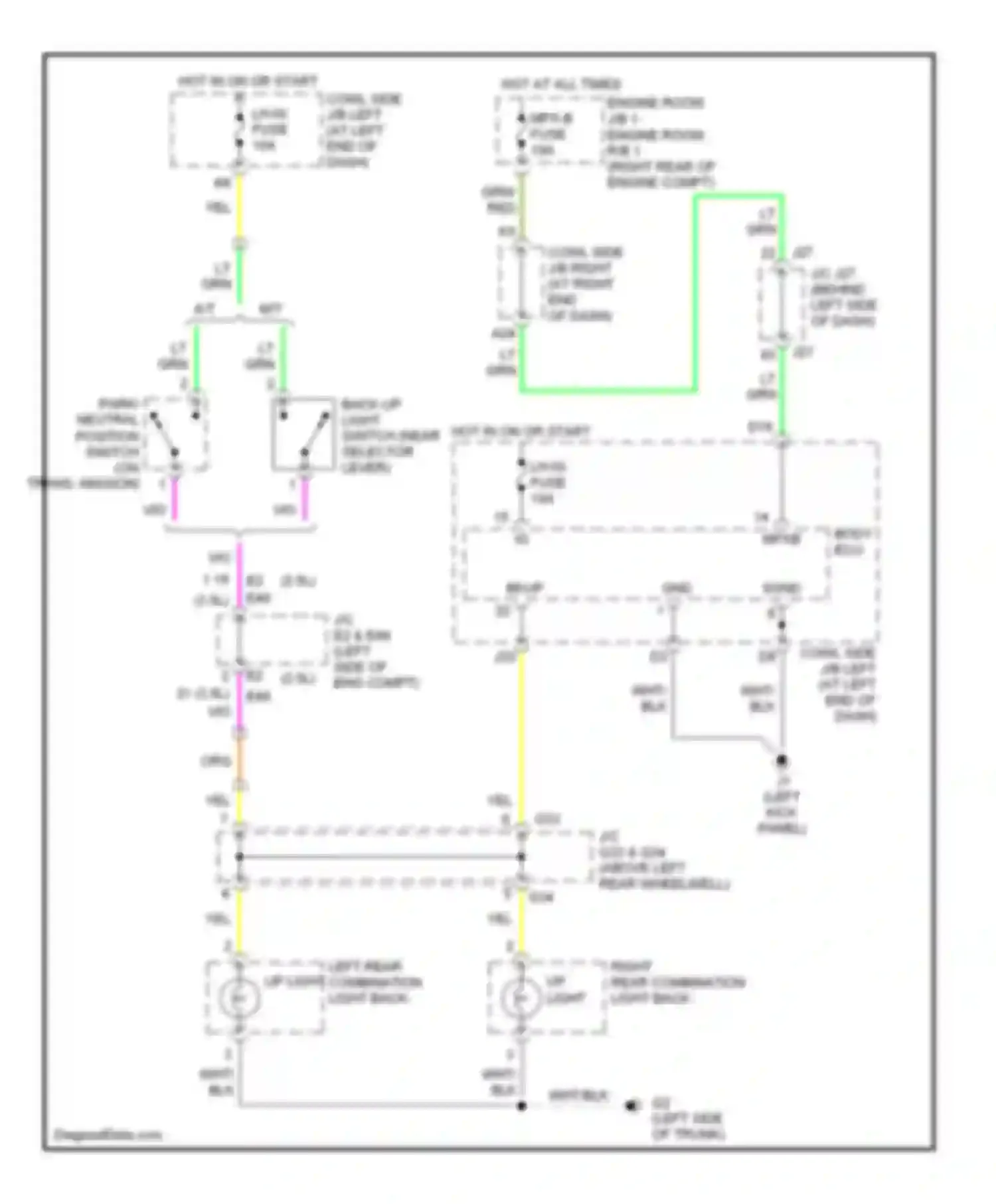 IS Lexus II (2005-2008): Backup lamps circuit