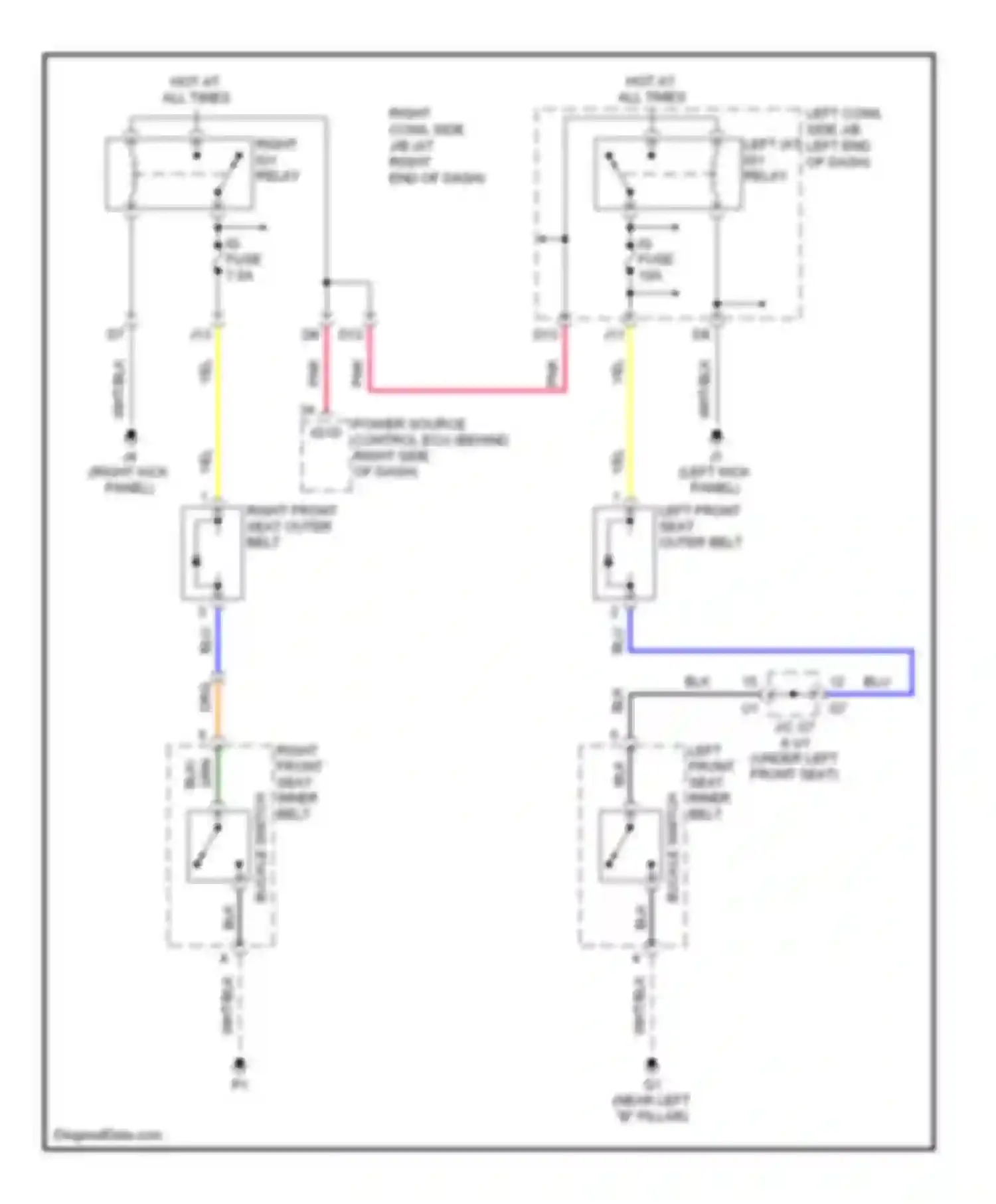 Wiring diagram buckle switch for Lexus IS II (2005-2008) (2 of 9)