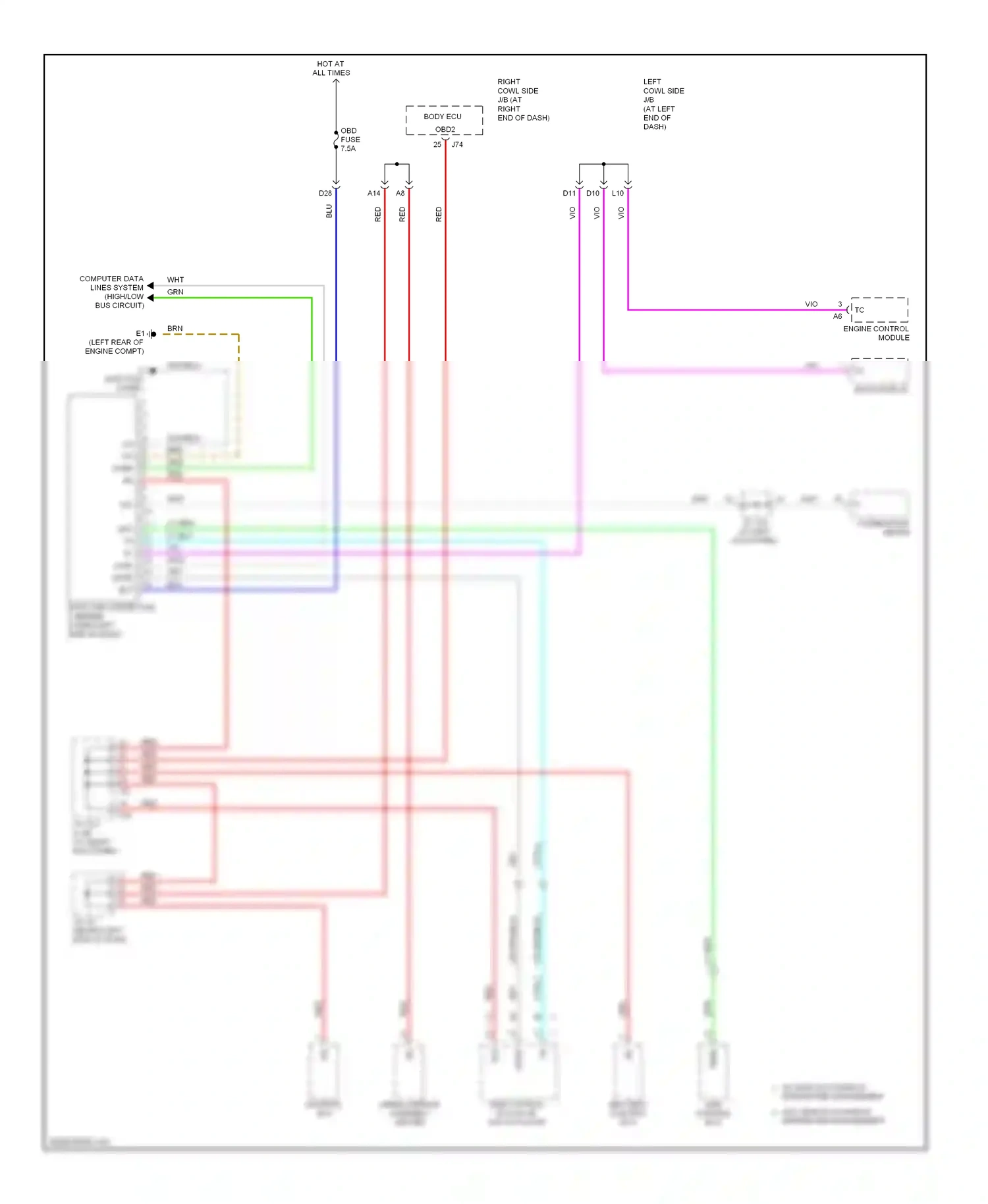 Lexus IS II (2005-2008) computer data lines system (high/low bus circuit) wiring diagram  (1 of 1)