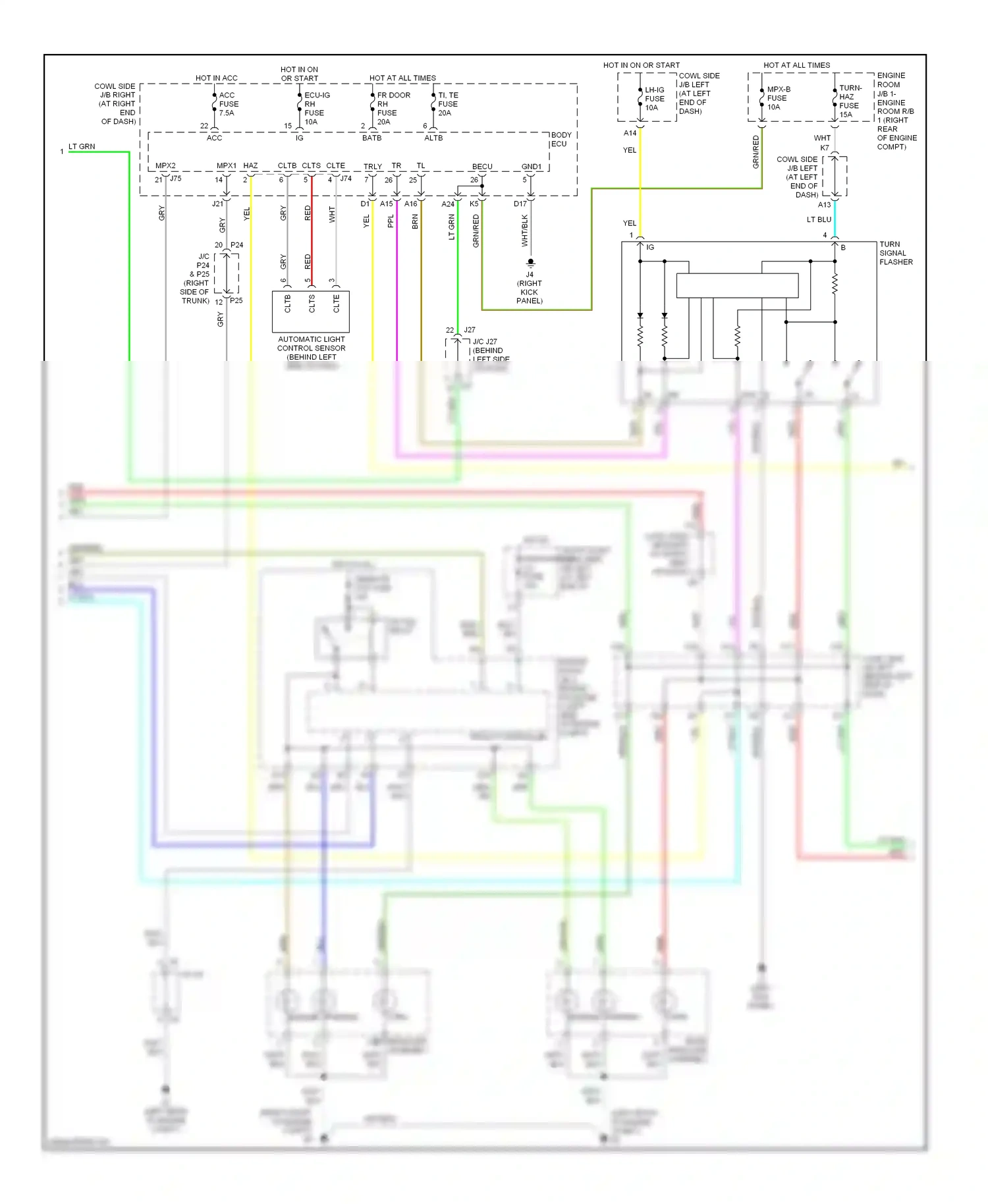 Lexus IS II (2005-2008) fr tail relay wiring diagram  (1 of 2)