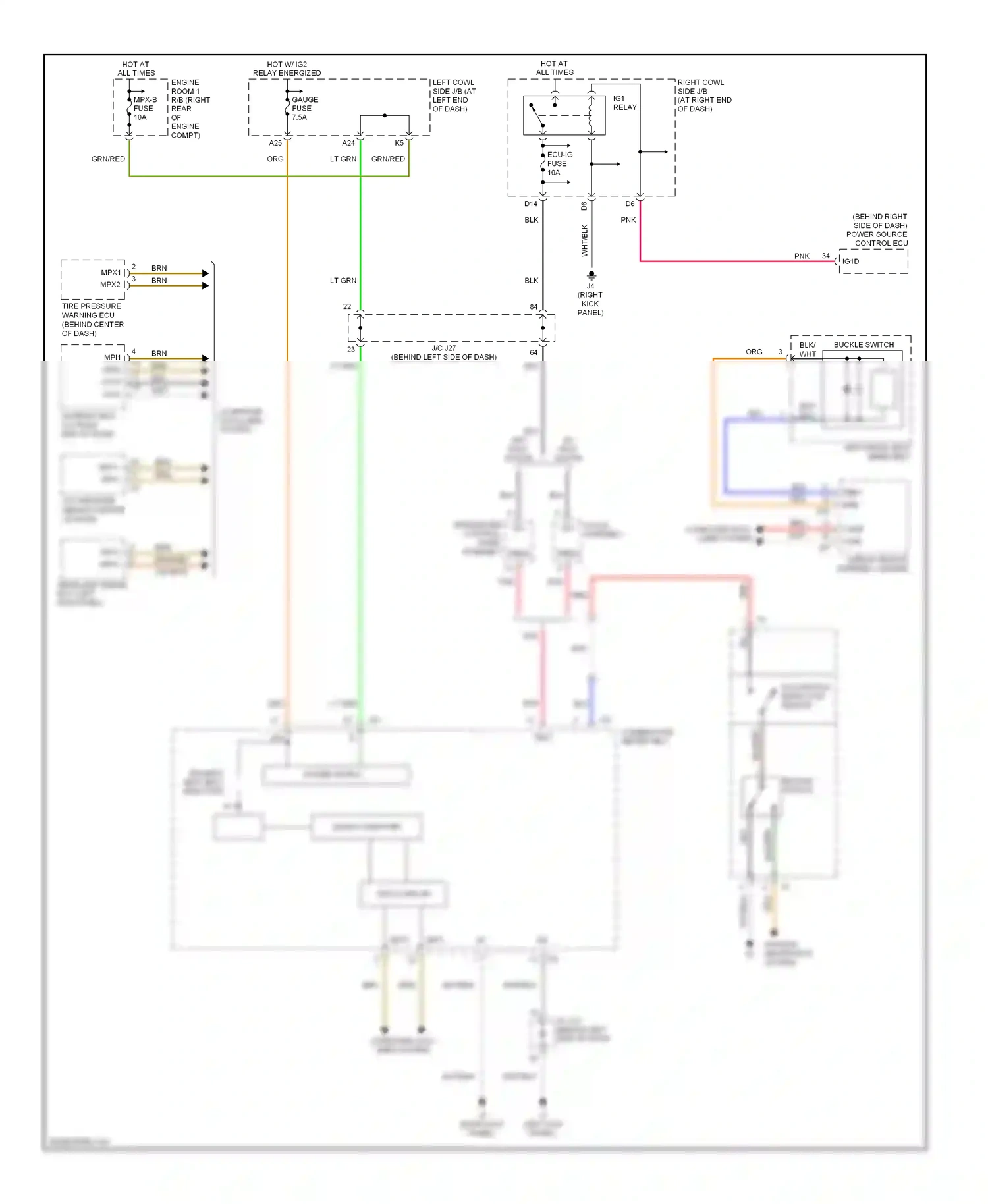 Lexus IS II (2005-2008) (left kick panel) (right kick panel) wiring diagram  (1 of 1)