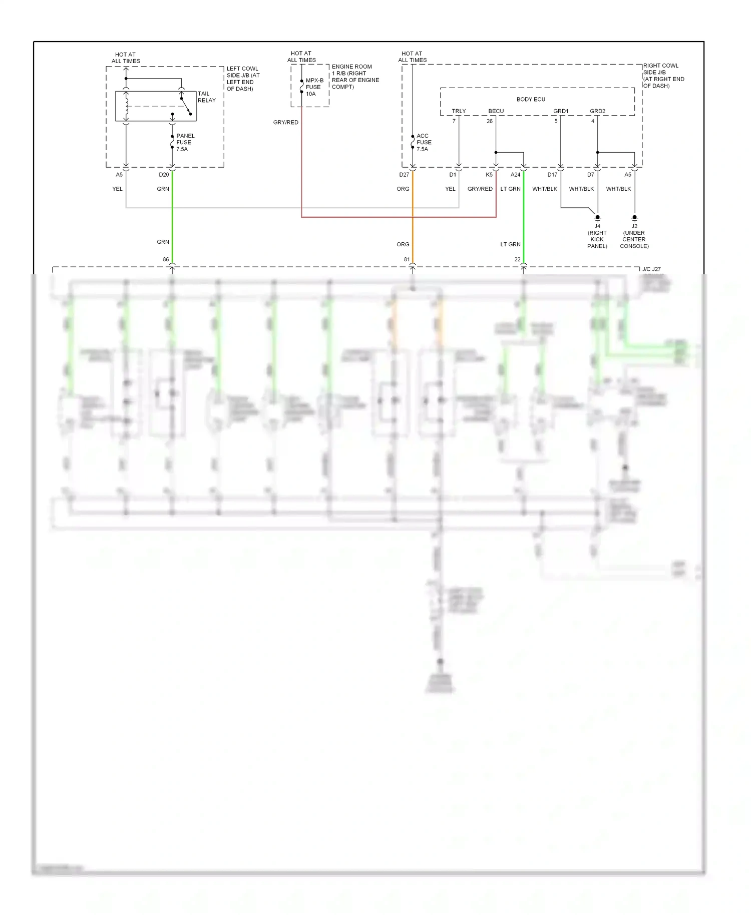 Lexus IS II (2005-2008) right register light wiring diagram  (1 of 1)