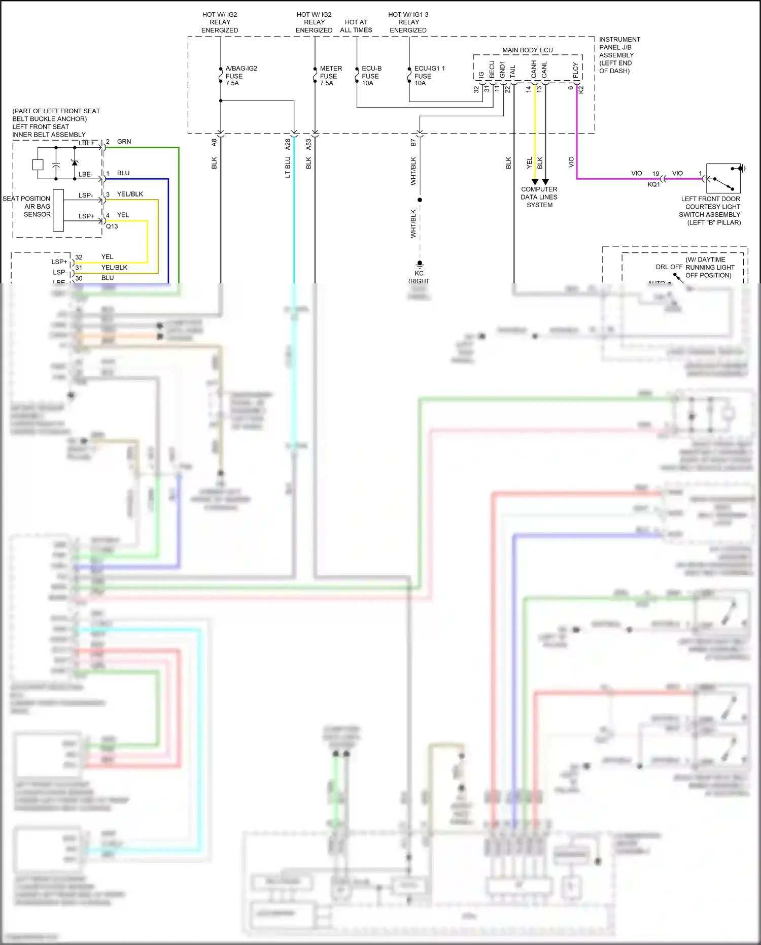 Wiring diagram air bag sensor assembly for Lexus IS III facelift 2 (2020-2024) (6 of 9)