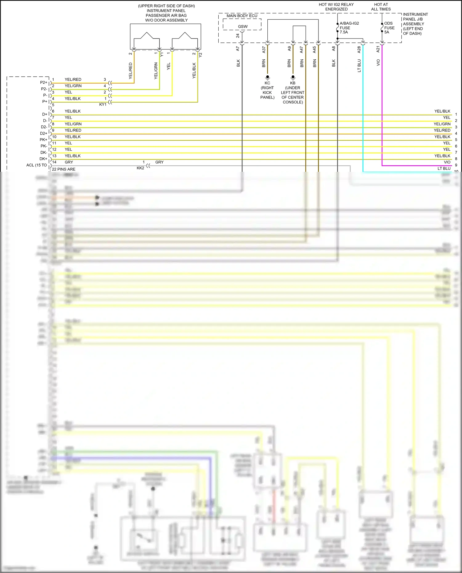 Wiring diagram air bag sensor assembly for Lexus IS III facelift 2 (2020-2024) (7 of 9)