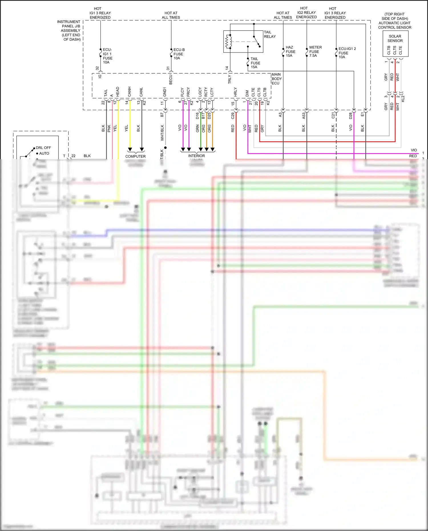 Wiring diagram automatic light control sensor for Lexus IS III facelift 2 (2020-2024) (2 of 4)
