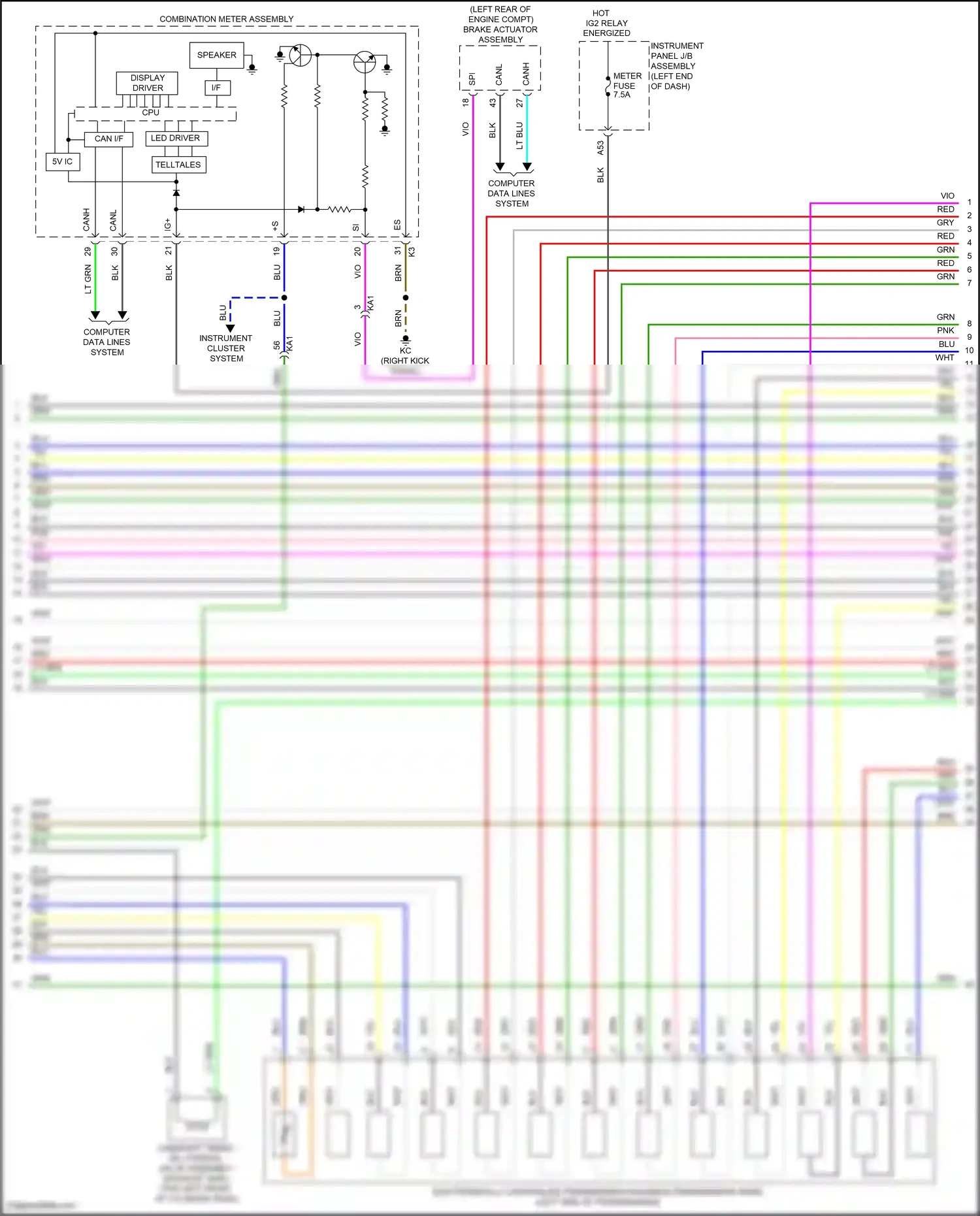 Wiring diagram combination meter assembly for Lexus IS III facelift 2 (2020-2024) (38 of 39)