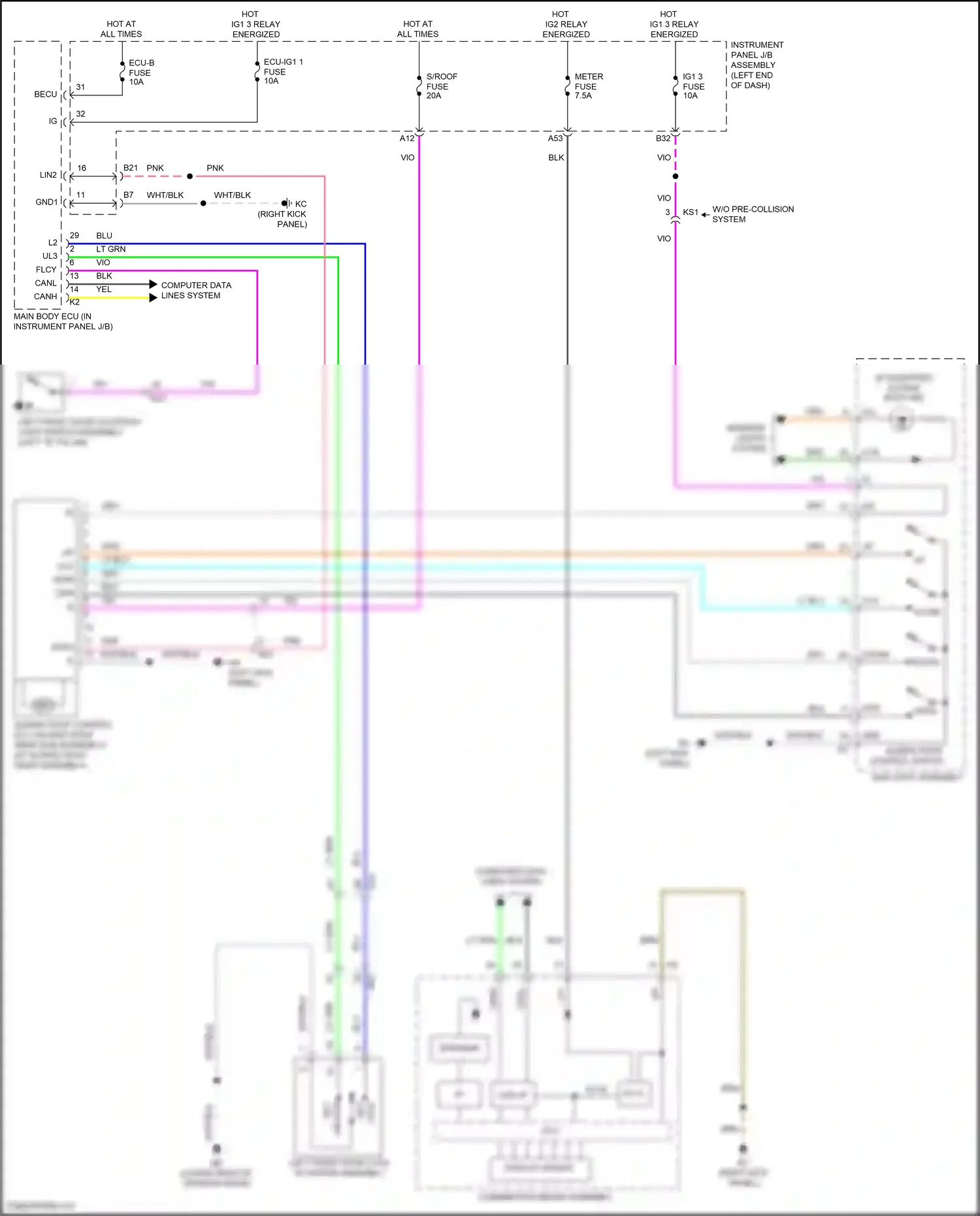 Wiring diagram map light assembly for Lexus IS III facelift 2 (2020-2024) (8 of 9)