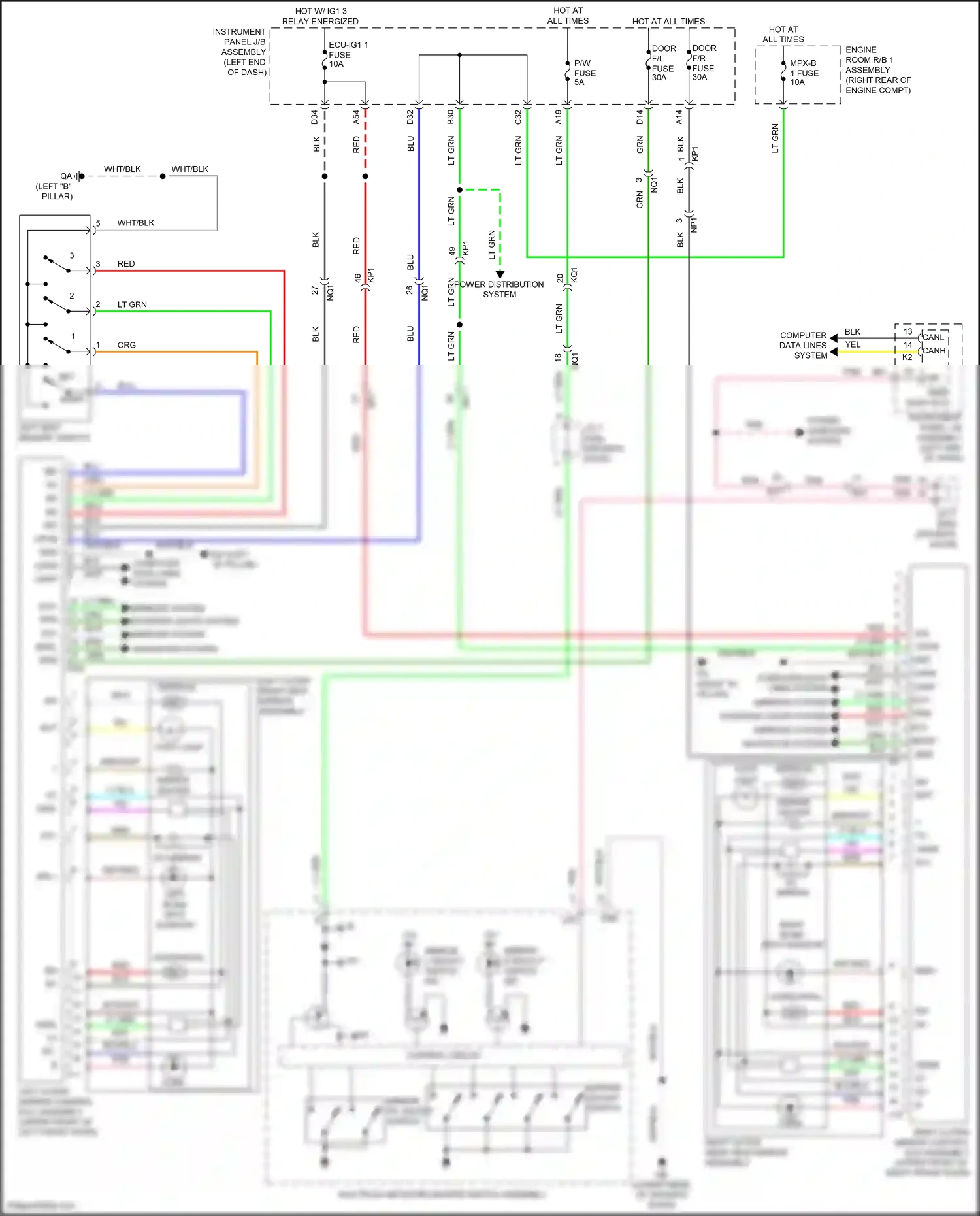 Wiring diagram power windows system for Lexus IS III facelift 2 (2020-2024) (3 of 5)