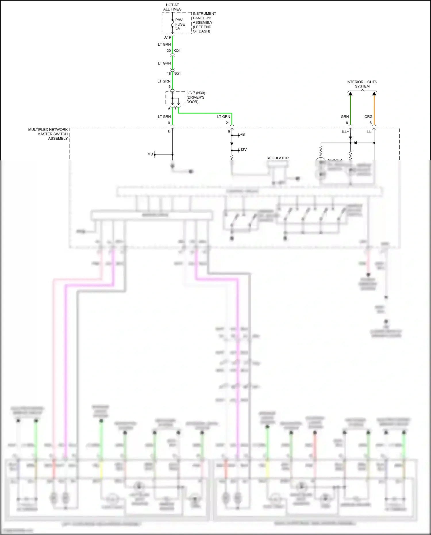 Wiring diagram power windows system for Lexus IS III facelift 2 (2020-2024) (5 of 5)