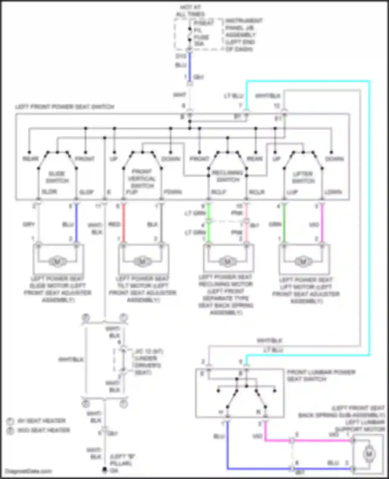 Wiring diagram reclining switch for Lexus IS III facelift 2 (2020-2024) (1 of 2)