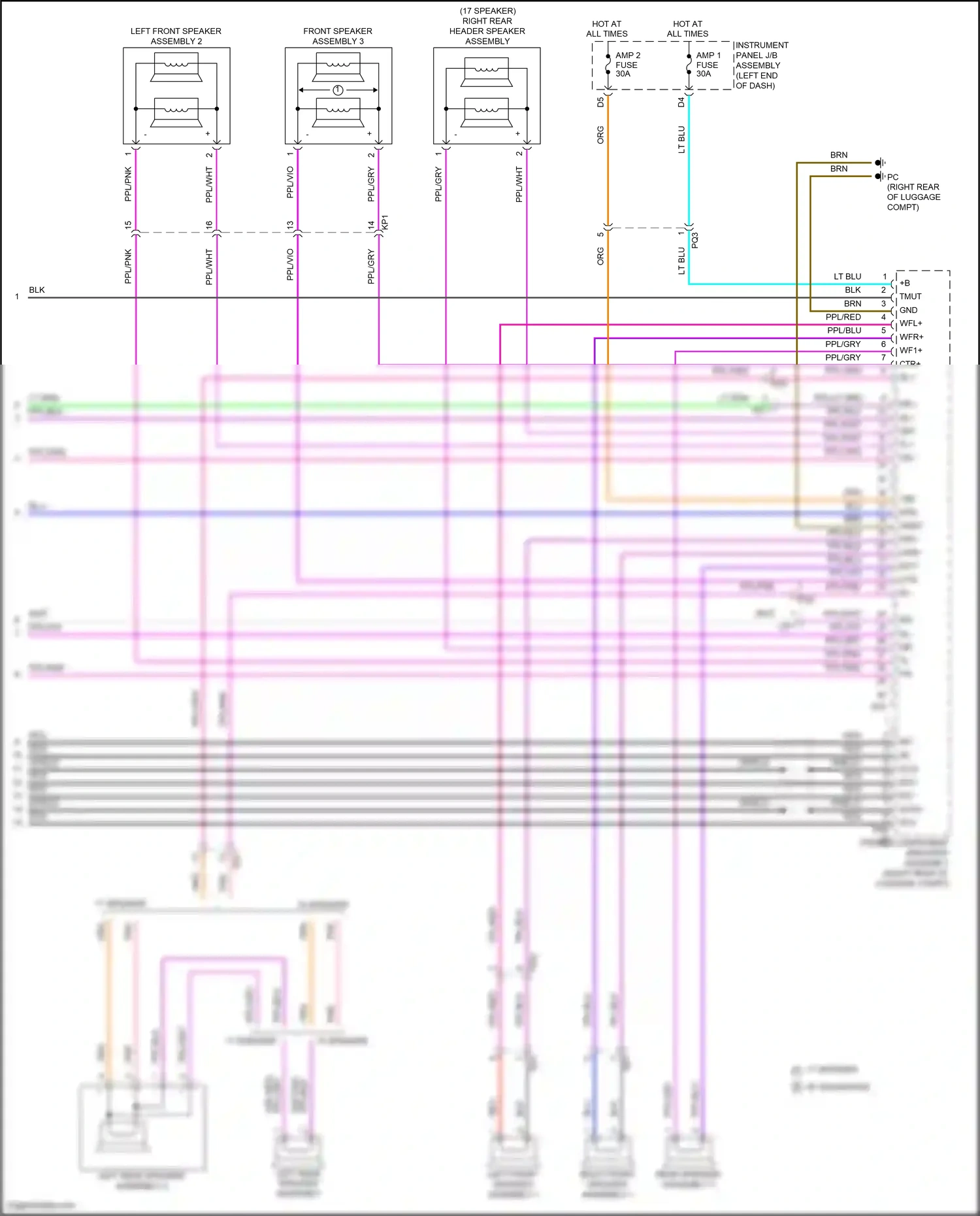 Wiring diagram right rear header speaker assembly for Lexus IS III facelift 2 (2020-2024) (1 of 2)