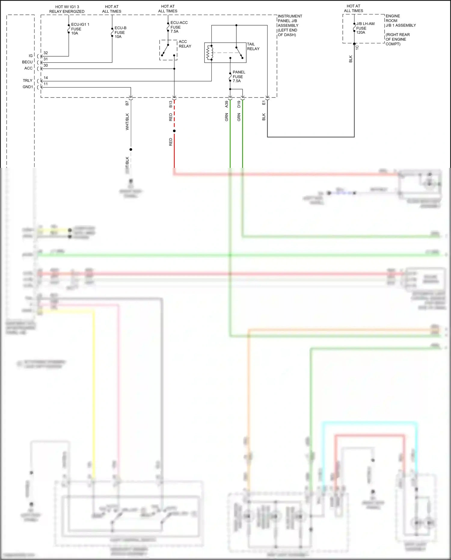 Wiring diagram w/ dynamic running light off position for Lexus IS III facelift 2 (2020-2024) (1 of 1)