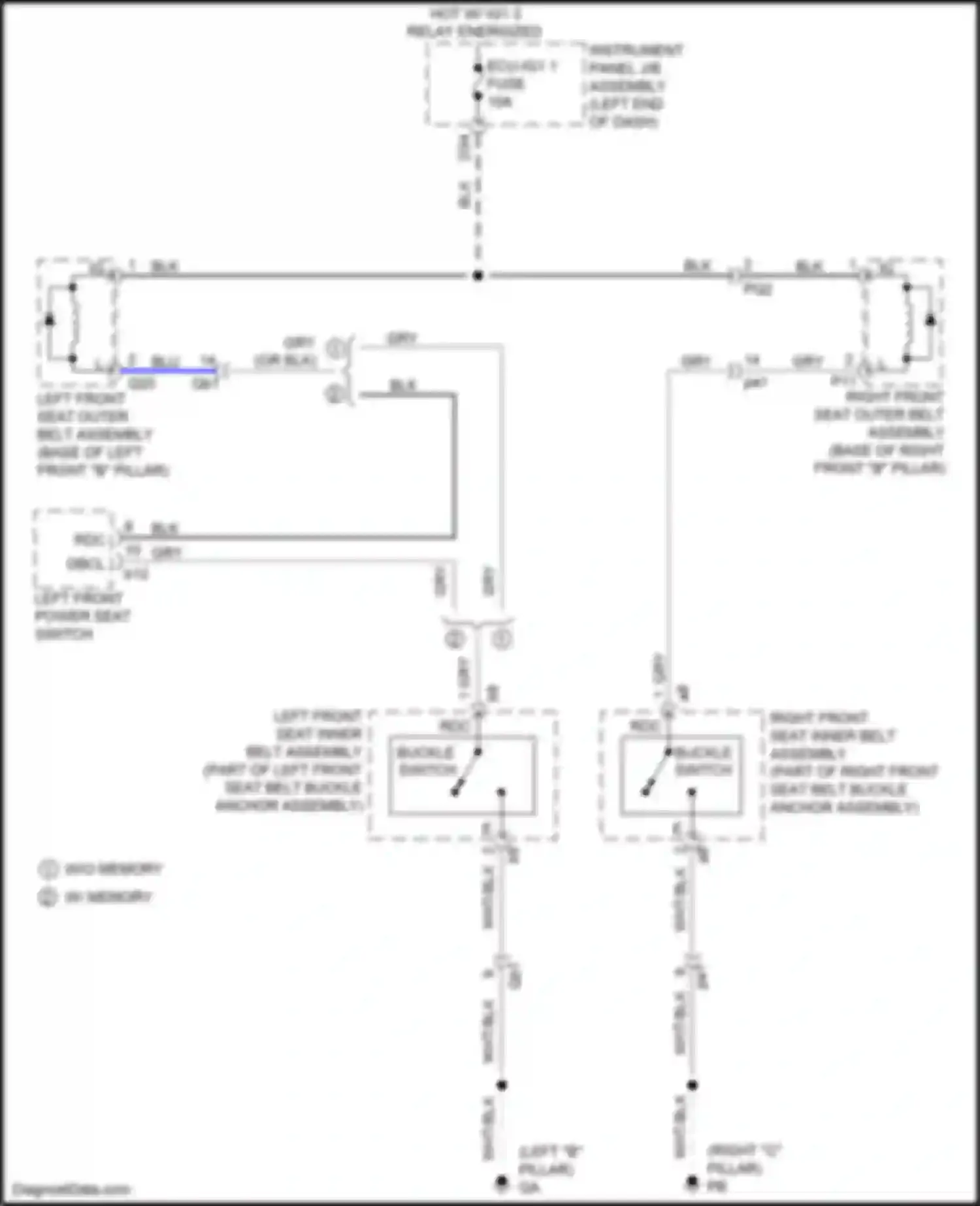 IS Lexus III facelift (2015-2020): Passive restraints circuit