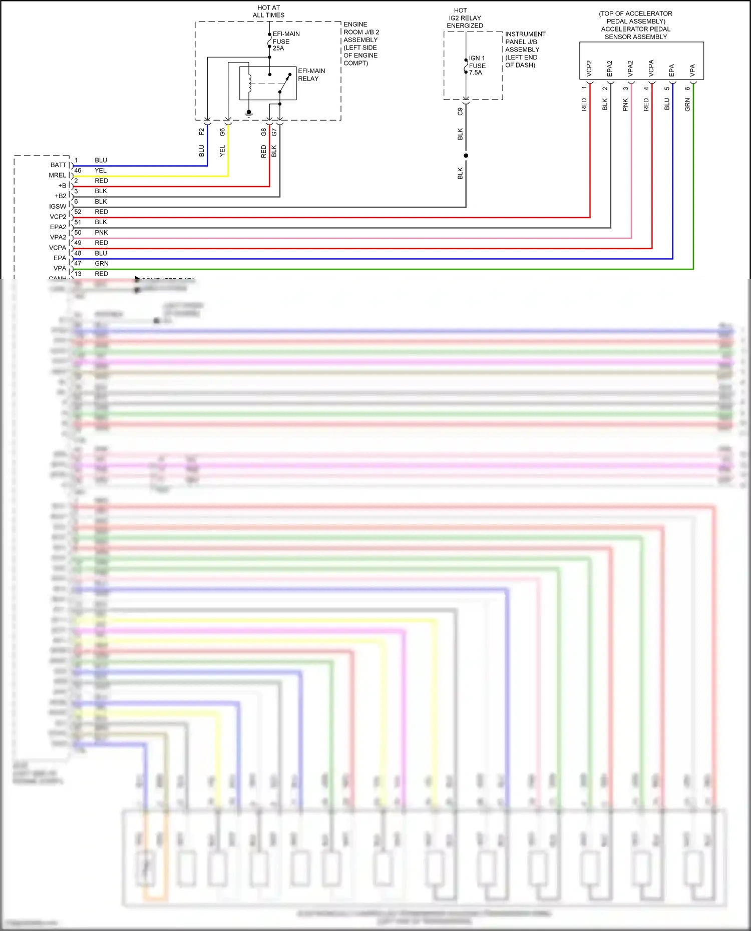 Wiring diagram accelerator pedal sensor assembly for Lexus IS III facelift (2015-2020) (2 of 4)