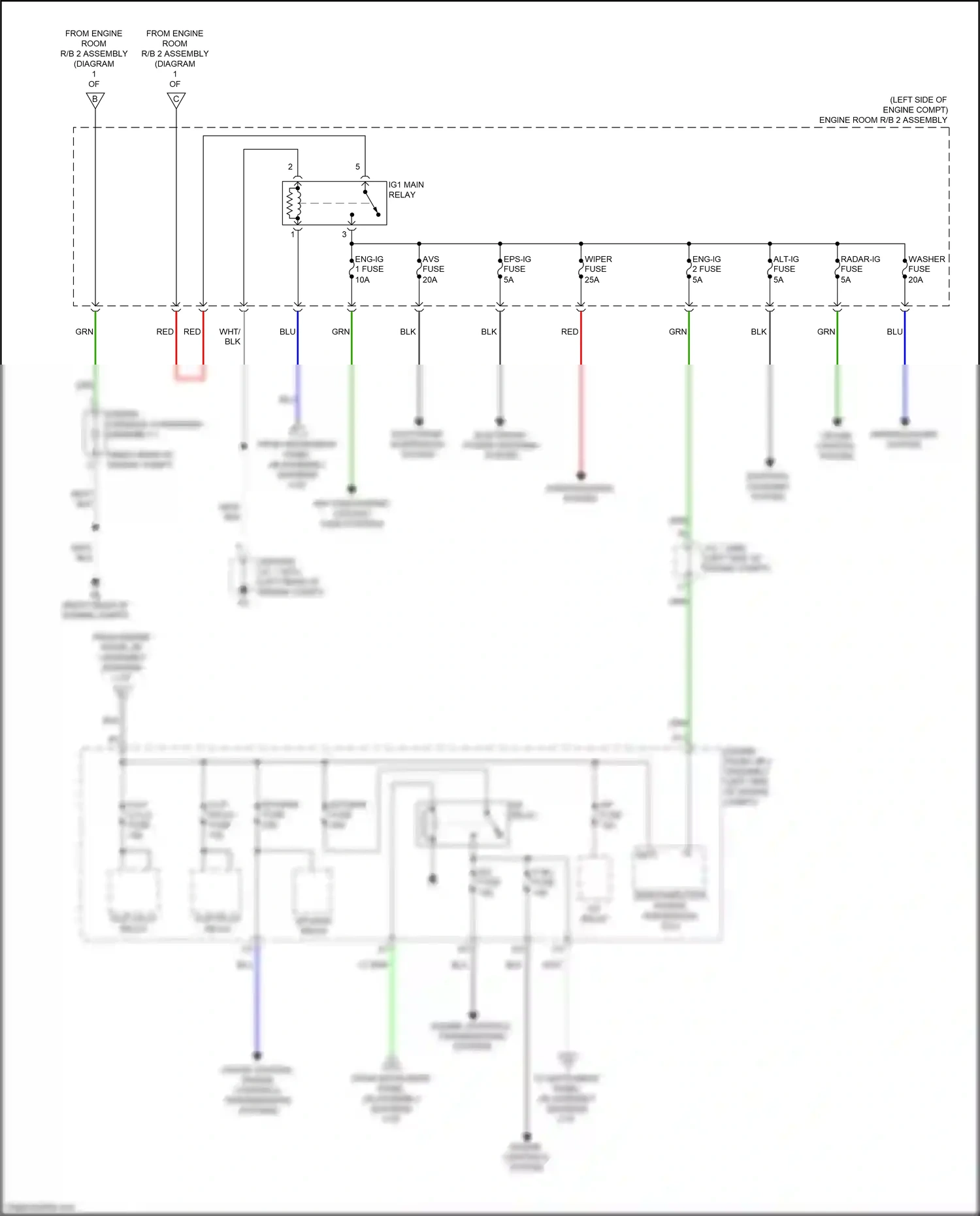 Wiring diagram electronic suspension system for Lexus IS III facelift (2015-2020) (1 of 1)
