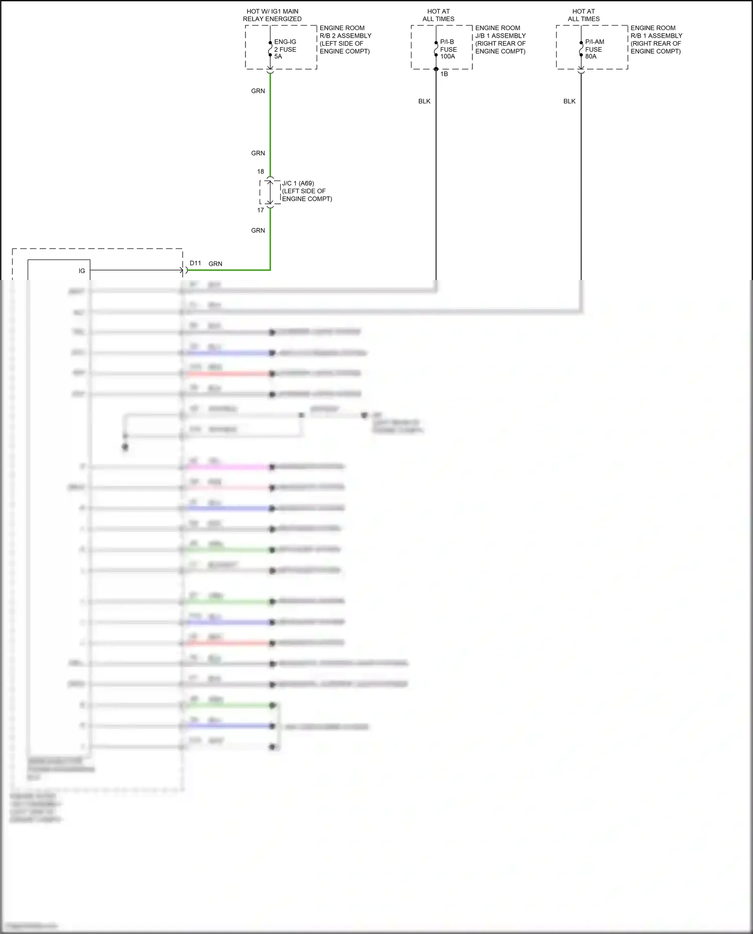 Wiring diagram engine room j/b 1 assembly for Lexus IS III facelift (2015-2020) (7 of 9)